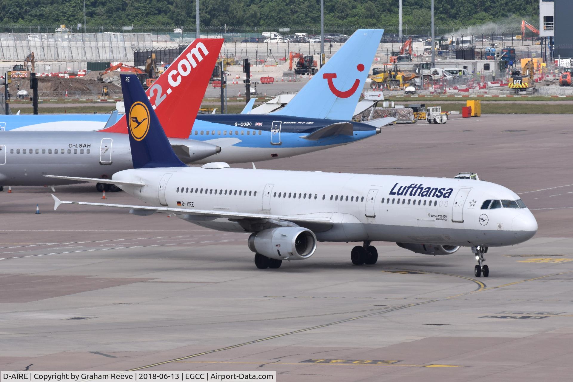 D-AIRE, 1994 Airbus A321-131 C/N 0484, Just landed at Manchester.