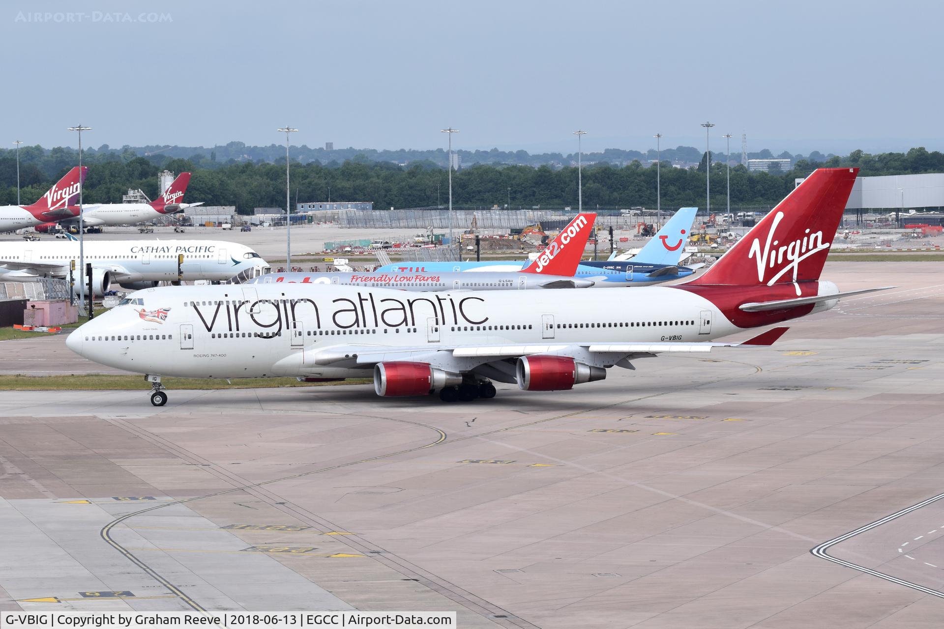 G-VBIG, 1996 Boeing 747-4Q8 C/N 26255, Departing from Manchester.