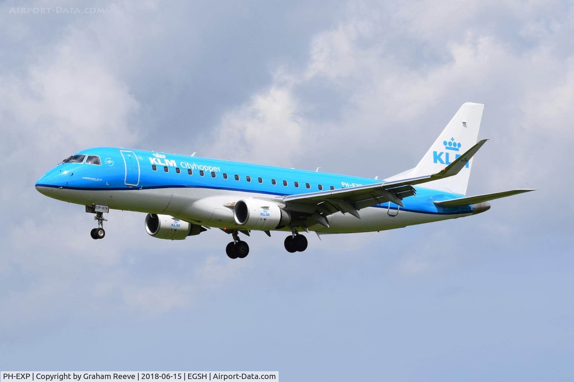 PH-EXP, 2017 Embraer 175LR (ERJ-170-200LR) C/N 17000678, Landing at Norwich.