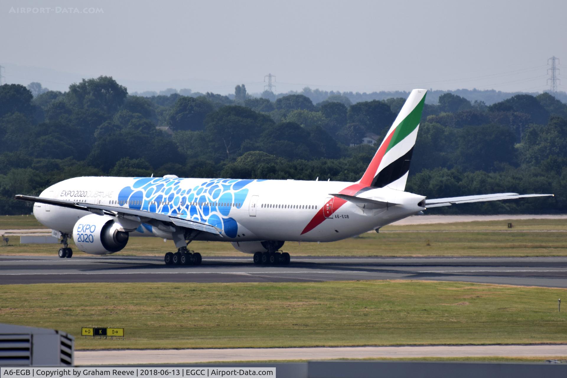 A6-EGB, 2011 Boeing 777-31H/ER C/N 38985, Departing from Manchester.