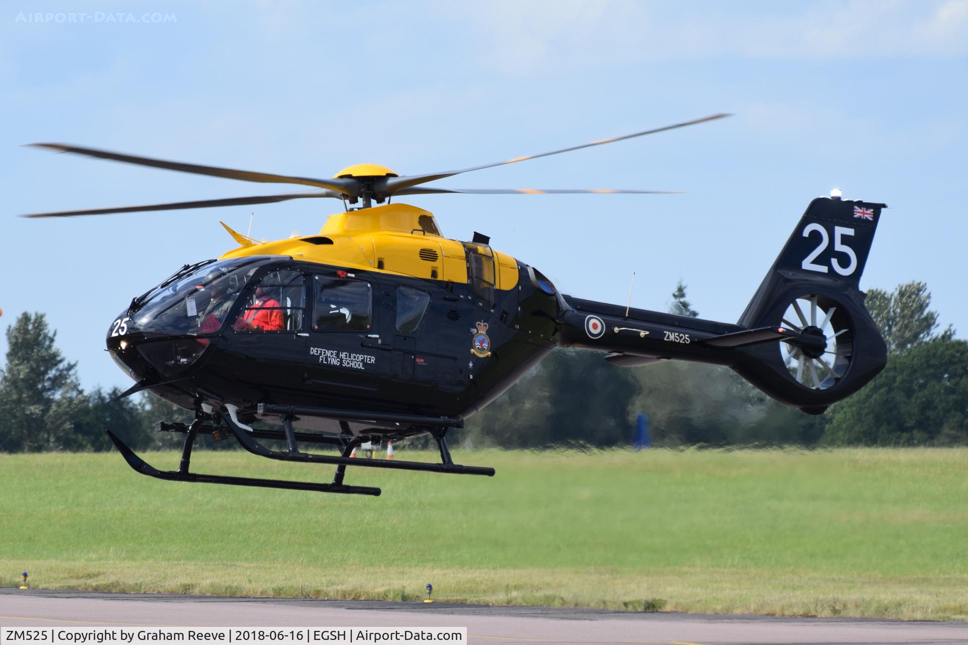 ZM525, 2017 Airbus Helicopters Juno HT.1 (EC-135T-3H) C/N 2031, Landing at Norwich.