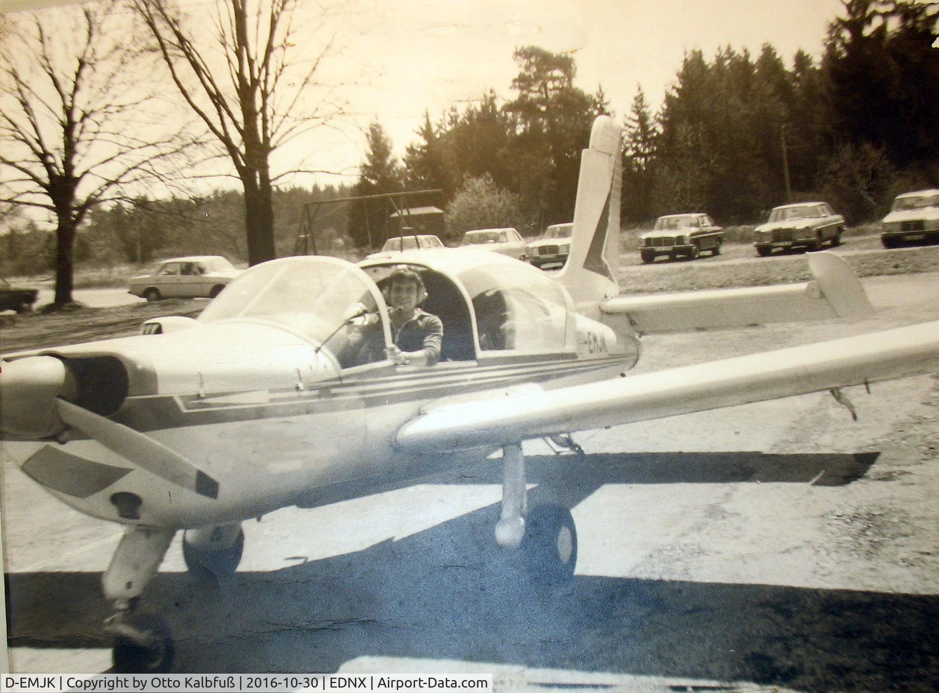 D-EMJK, Morane-Saulnier MS.893A Rallye Commodore 180 C/N 12071, Walter Gschwentner flew this aircraft in Munich Oberschleißheim, operated by Ikarus Luftsportverein, The Photo was taken on April 1975 by the famous sailplane instructor Otto Kalbfuß.