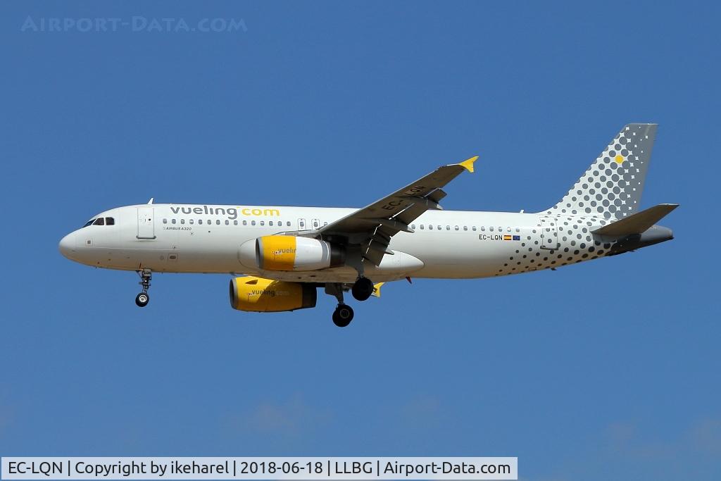 EC-LQN, 2004 Airbus A320-232 C/N 2168, Vueling flight from Roma on landing to runway 21.