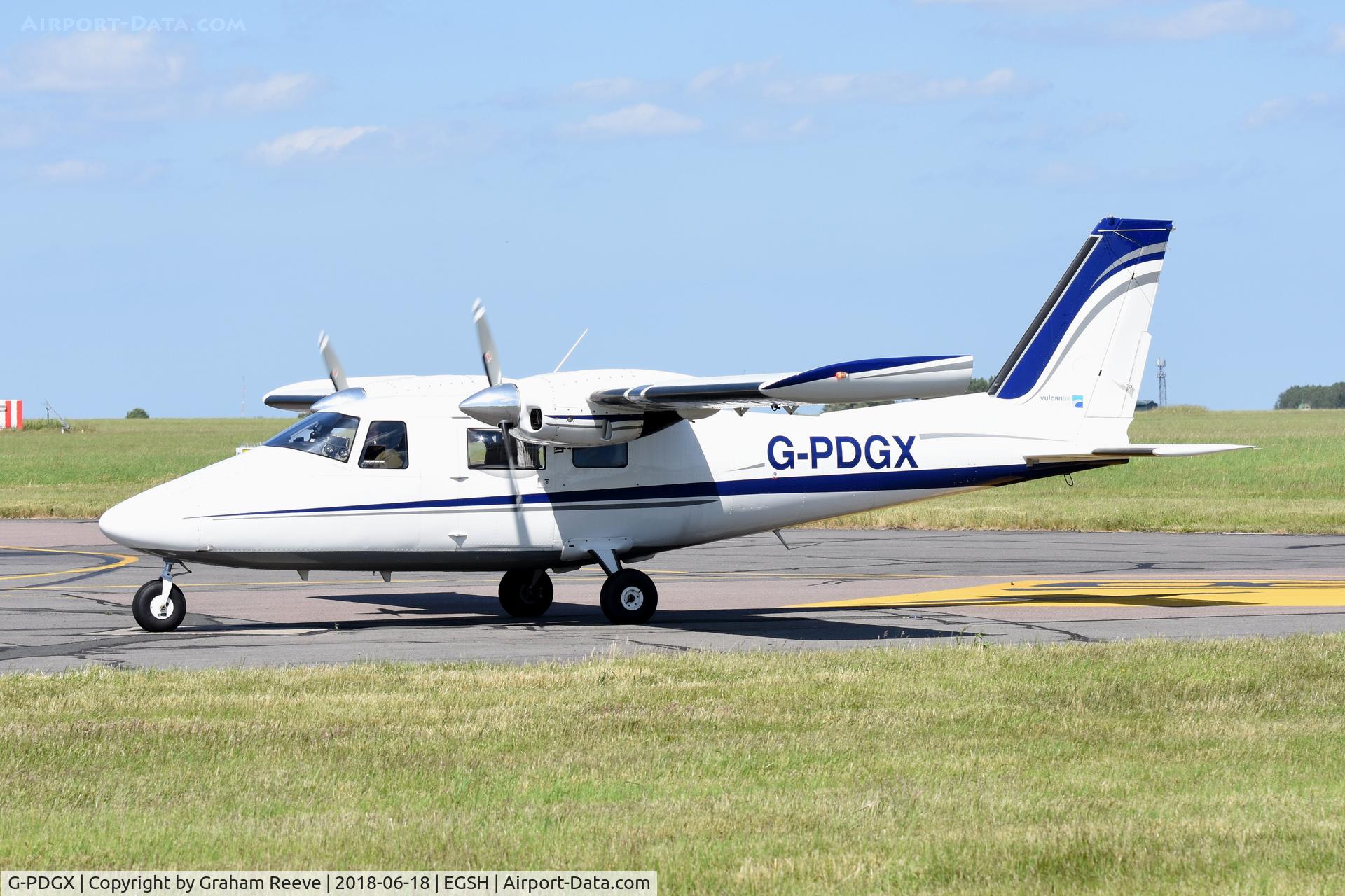 G-PDGX, 2015 Vulcanair P-68R Victor C/N 483-50, Just landed at Norwich.