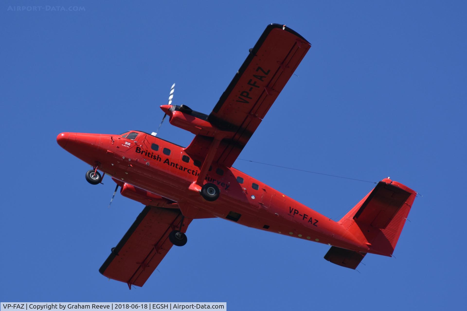 VP-FAZ, 1981 De Havilland Canada DHC-6-300 Twin Otter C/N 748, In the circuit at Norwich.