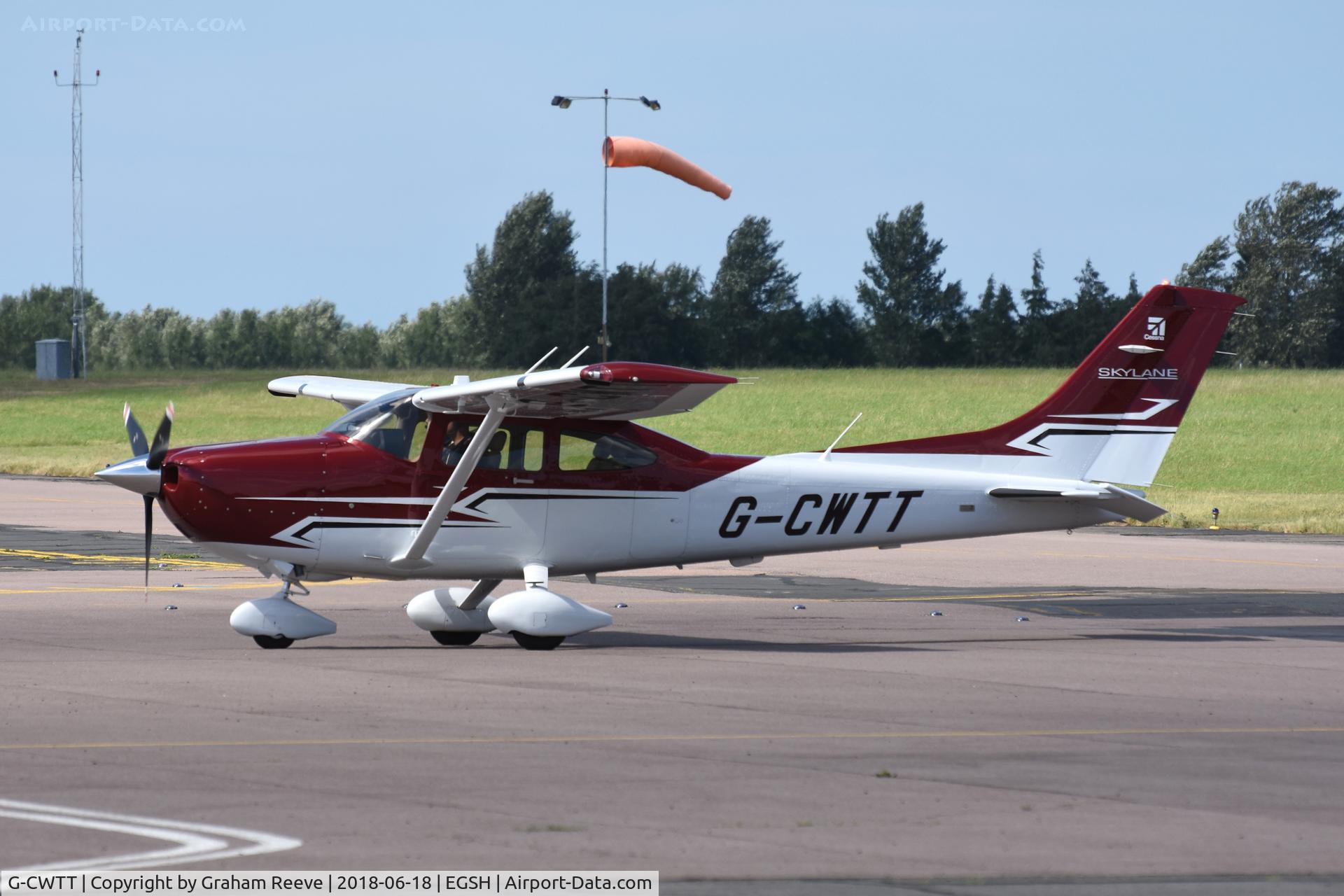 G-CWTT, 2017 Cessna 182T Skylane C/N 18283029, Just landed at Norwich.
