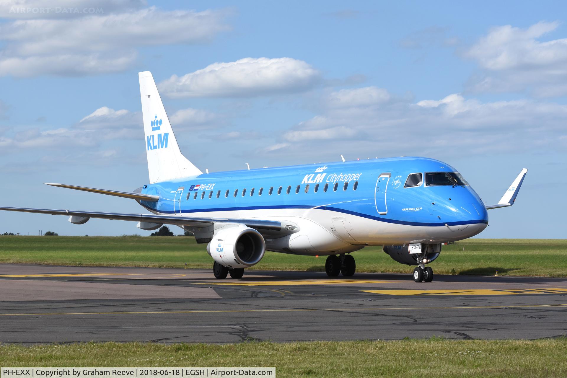 PH-EXX, 2018 Embraer 175STD (ERJ-170-200) C/N 17000711, Just landed at Norwich.