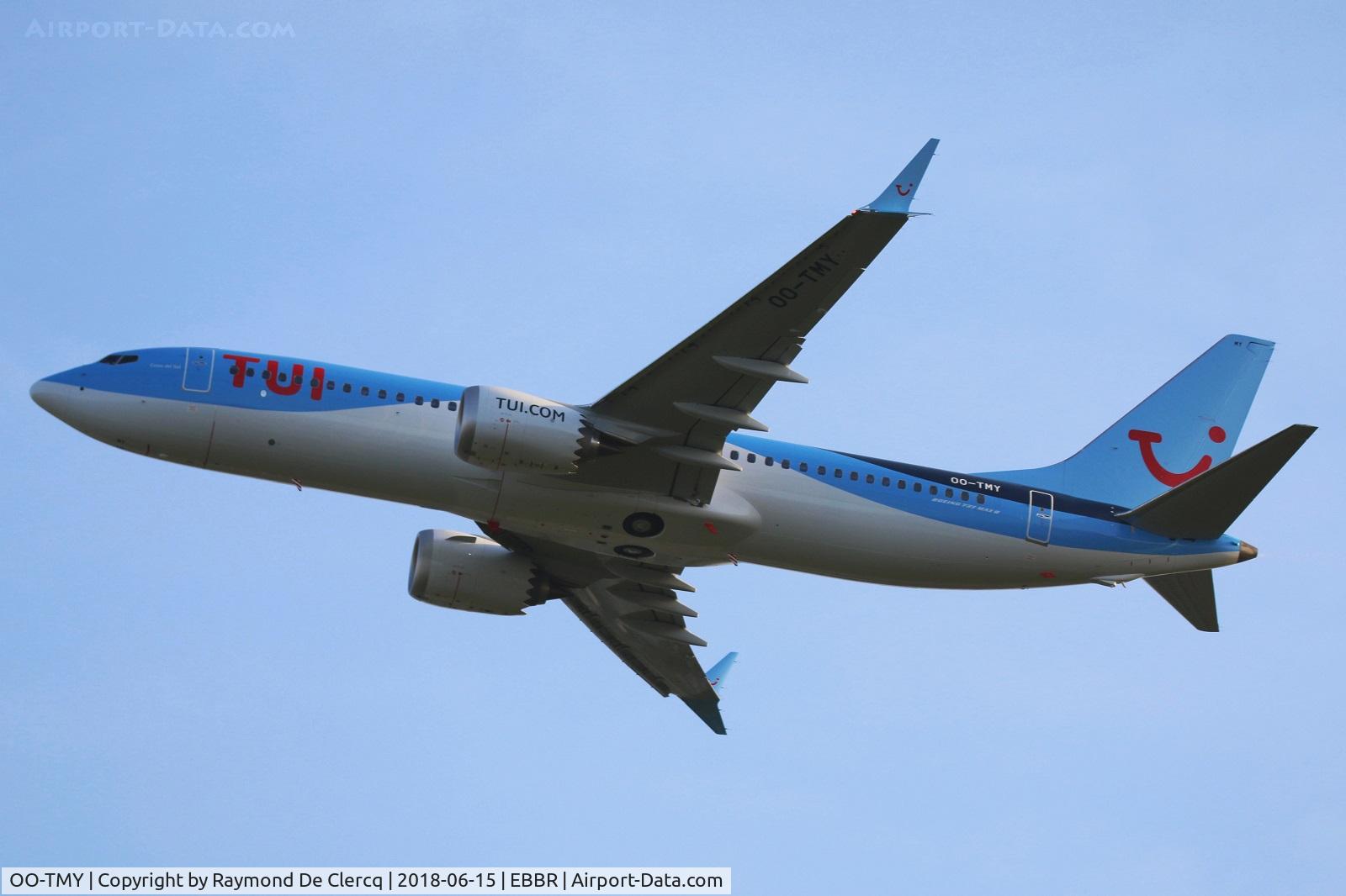 OO-TMY, 2018 Boeing 737-8 MAX C/N 44592, Departing Brussels.