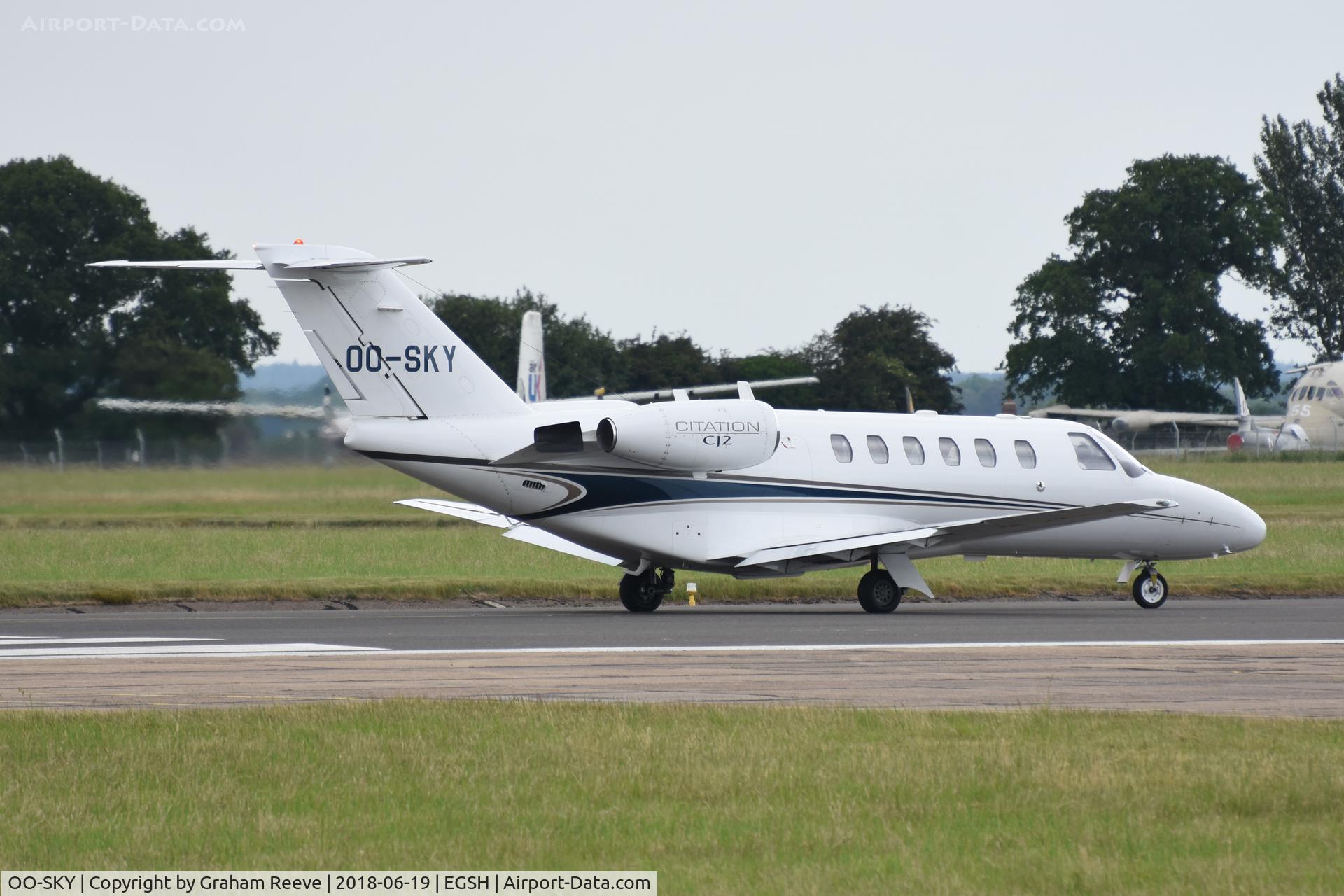 OO-SKY, 2004 Cessna 525A CitationJet CJ2 C/N 525A-0197, Departing from Norwich.