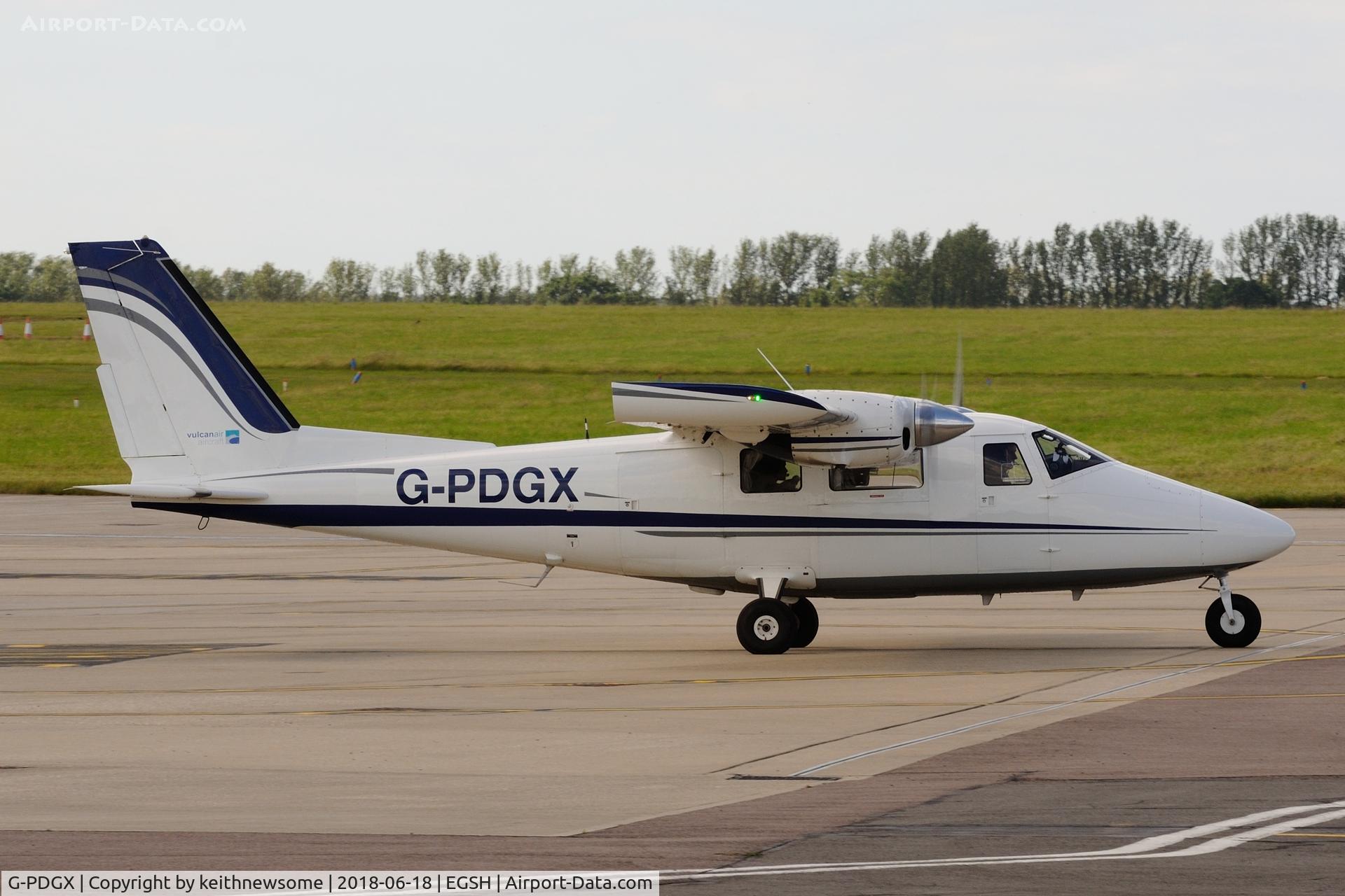 G-PDGX, 2015 Vulcanair P-68R Victor C/N 483-50, Leaving Norwich, formerly OY-GNS.