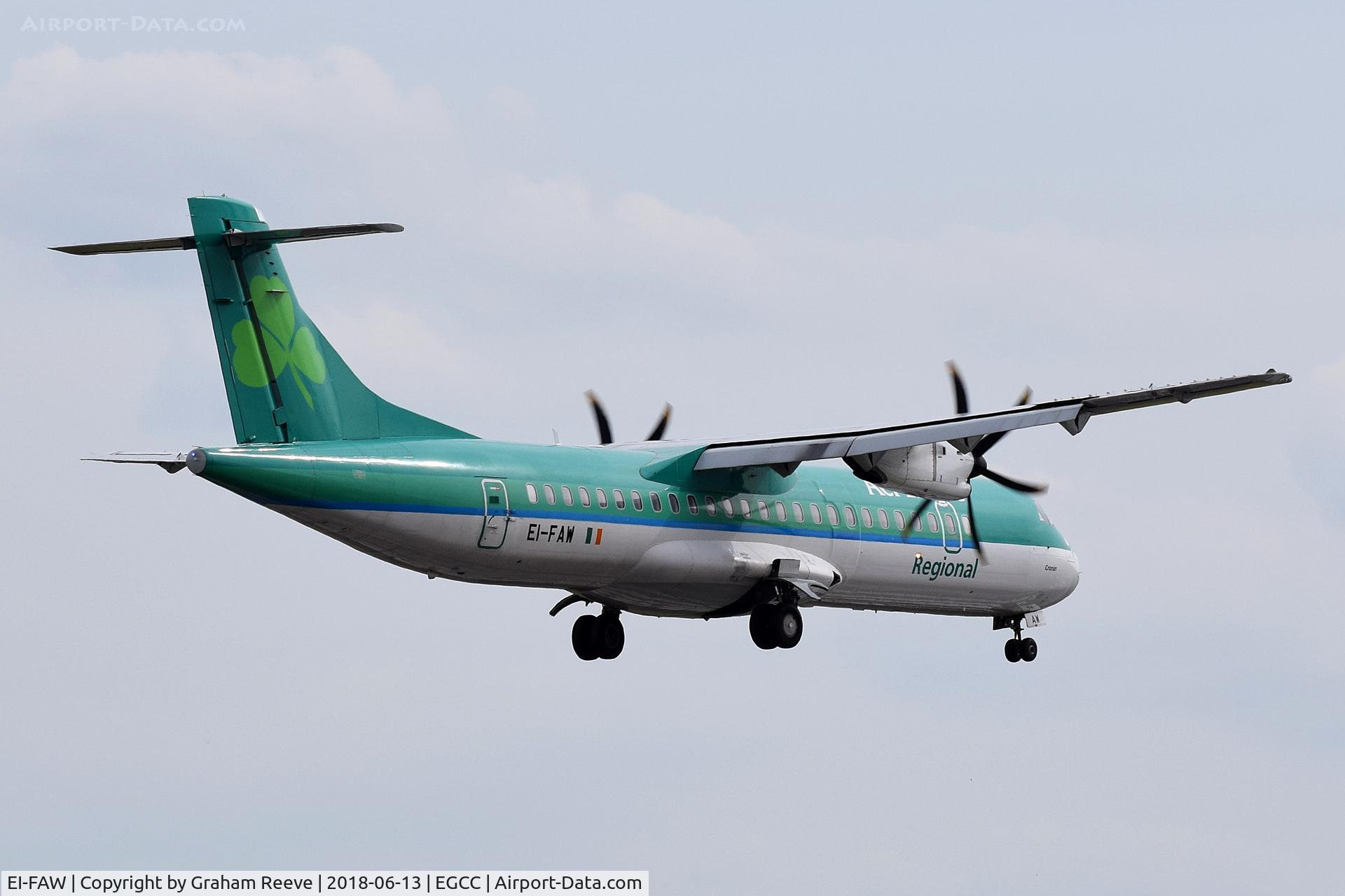 EI-FAW, 2013 ATR 72-600 (72-212A) C/N 1122, Landing at Manchester.