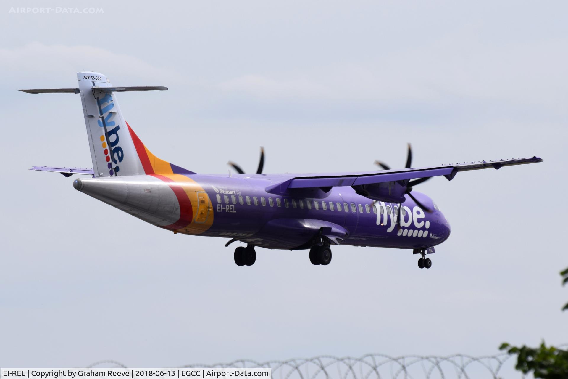 EI-REL, 2007 ATR 72-212A C/N 748, Landing at Manchester.