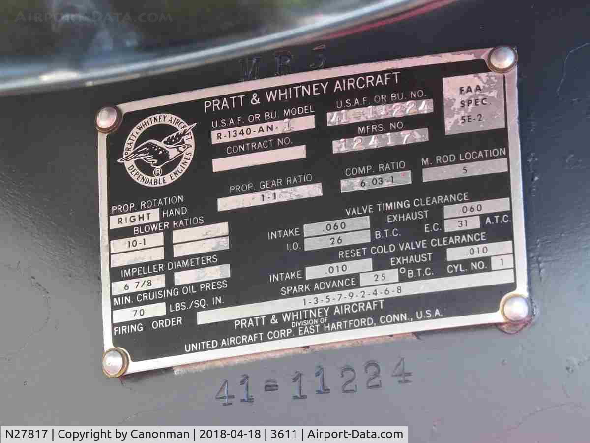 N27817, 1951 North American AT-6G Texan C/N 182-603, P&W R-1340-AN-1