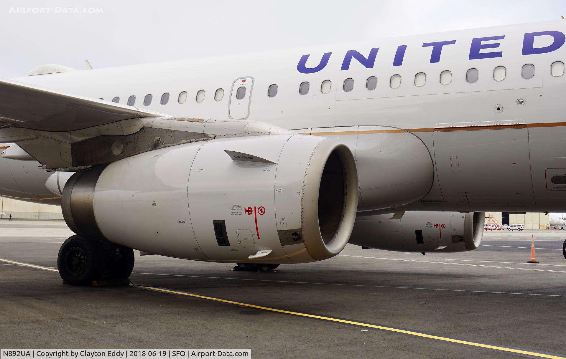 N892UA, 2006 Airbus A319-132 C/N 2940, SFO 2018.