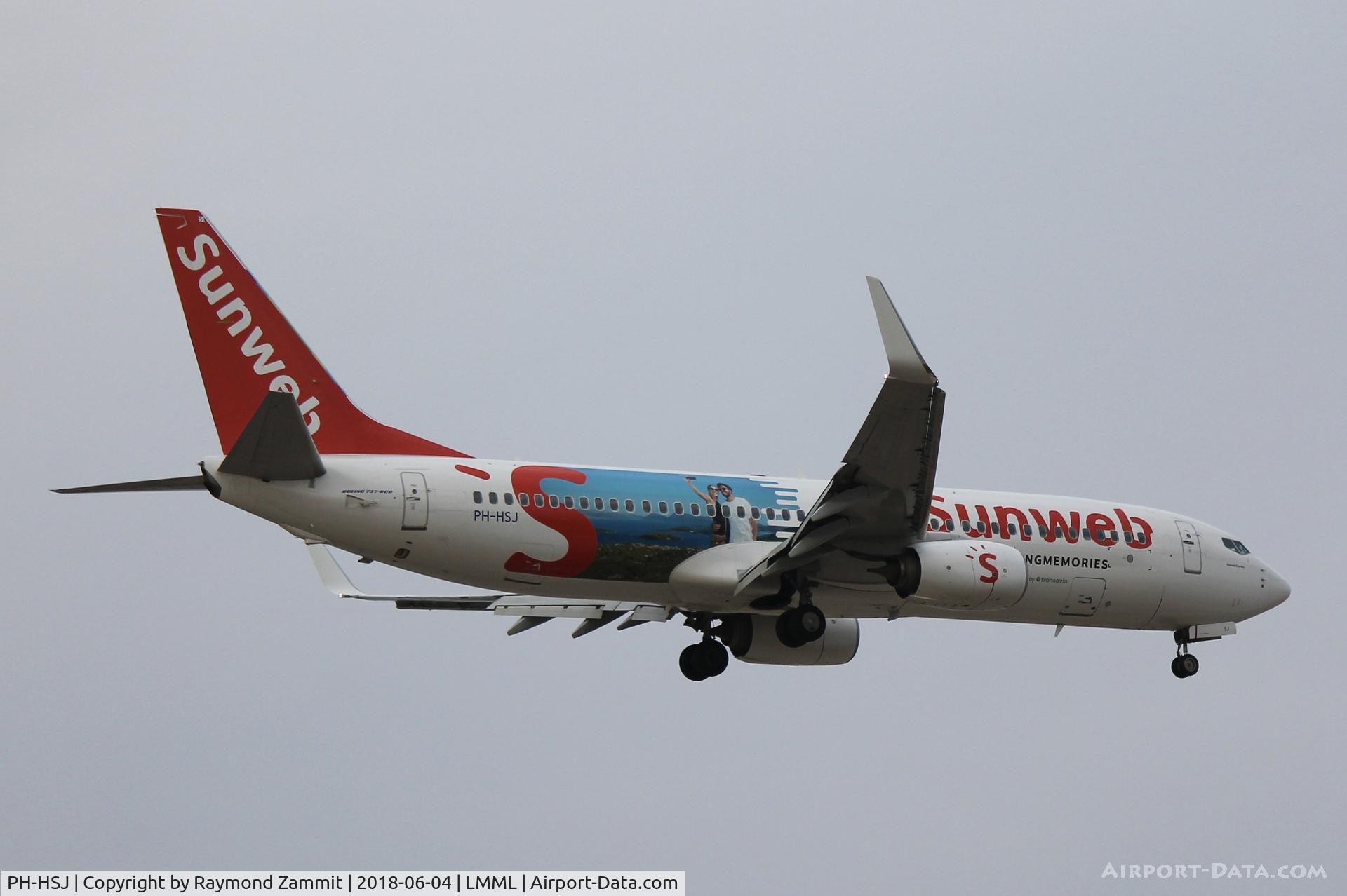 PH-HSJ, 2014 Boeing 737-8K2 C/N 42150, B737-800 PH-HSJ Transavia Holland wearing the Sunweb titles landing in Malta RW13