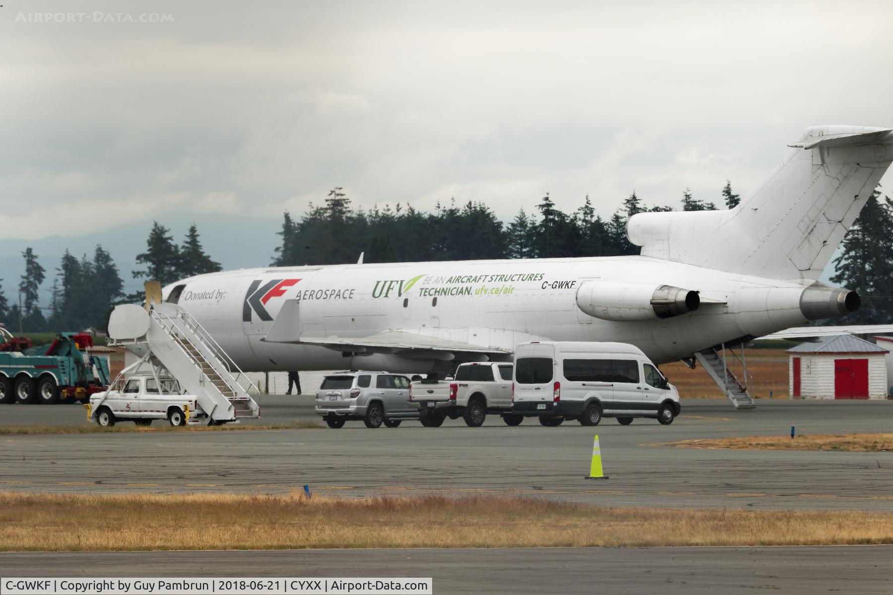 C-GWKF, 1976 Boeing 727-243 C/N 21270, Retired and going to be used to instruct students on structural maintenance at the Univ. of the Fraser Valley.