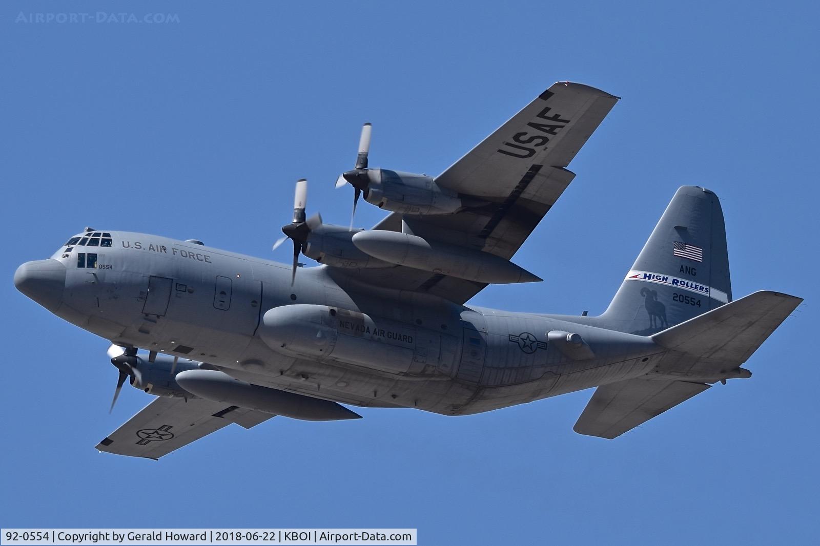 92-0554, 1992 Lockheed C-130H Hercules C/N 382-5352, Take off from RWY 10R. 152nd Air Wing, NV ANG, Reno, NV.