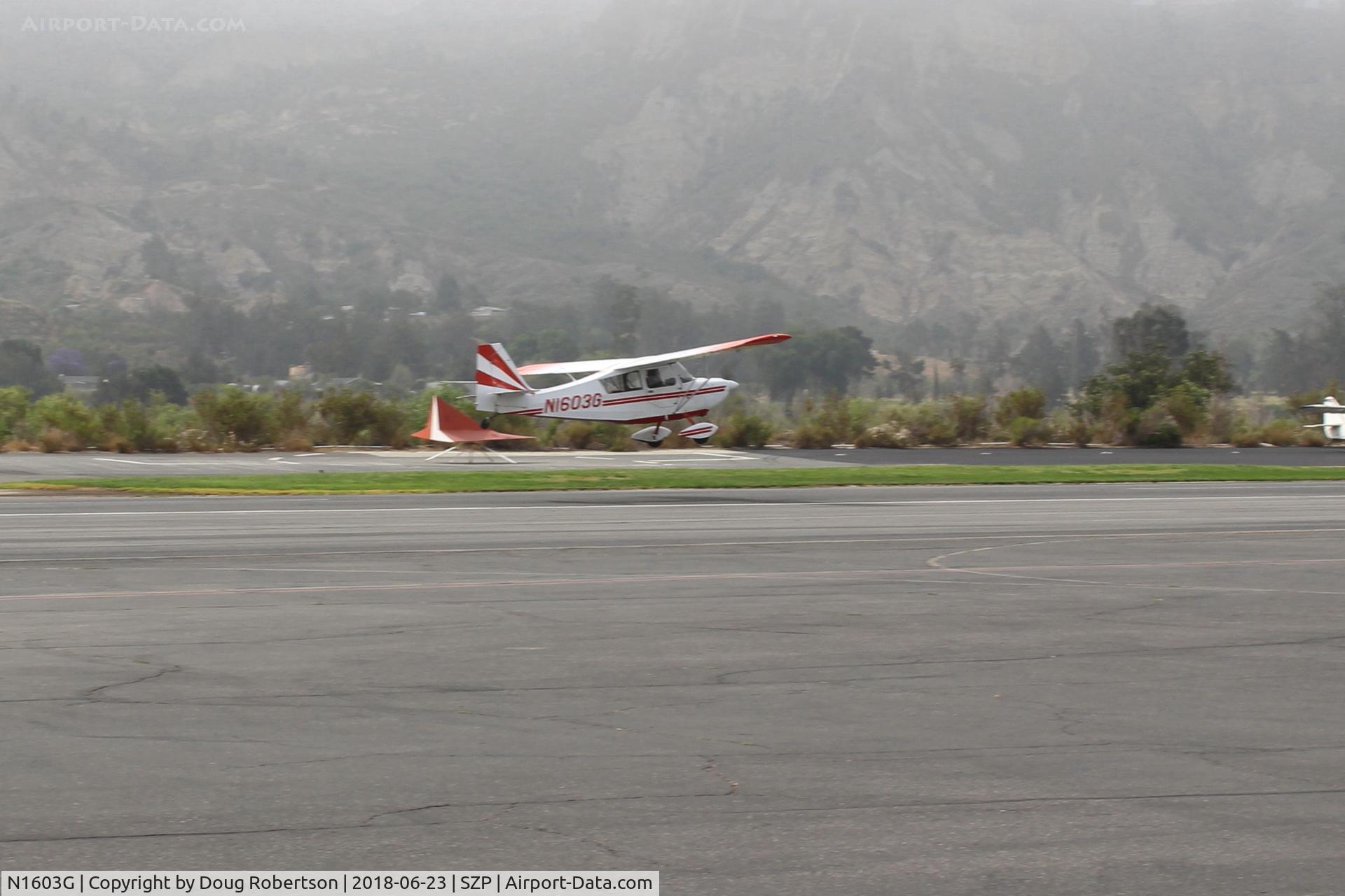 N1603G, 1968 Champion 7ECA Citabria C/N 609, 1968 Champion 7ECA CITABRIA, Lycoming O-320 150 Hp, takeoff climb Rwy 22