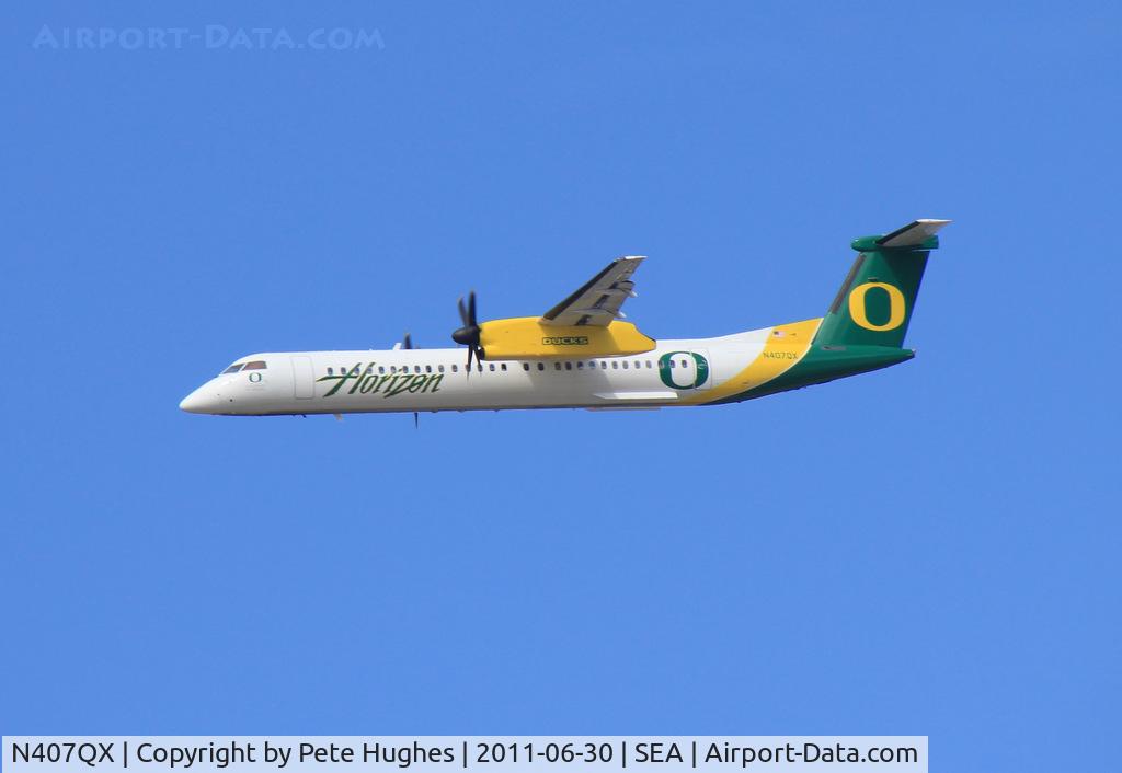 N407QX, 2001 Bombardier DHC-8-402 Dash 8 C/N 4049, N407QX DHC8 departing SEATAC