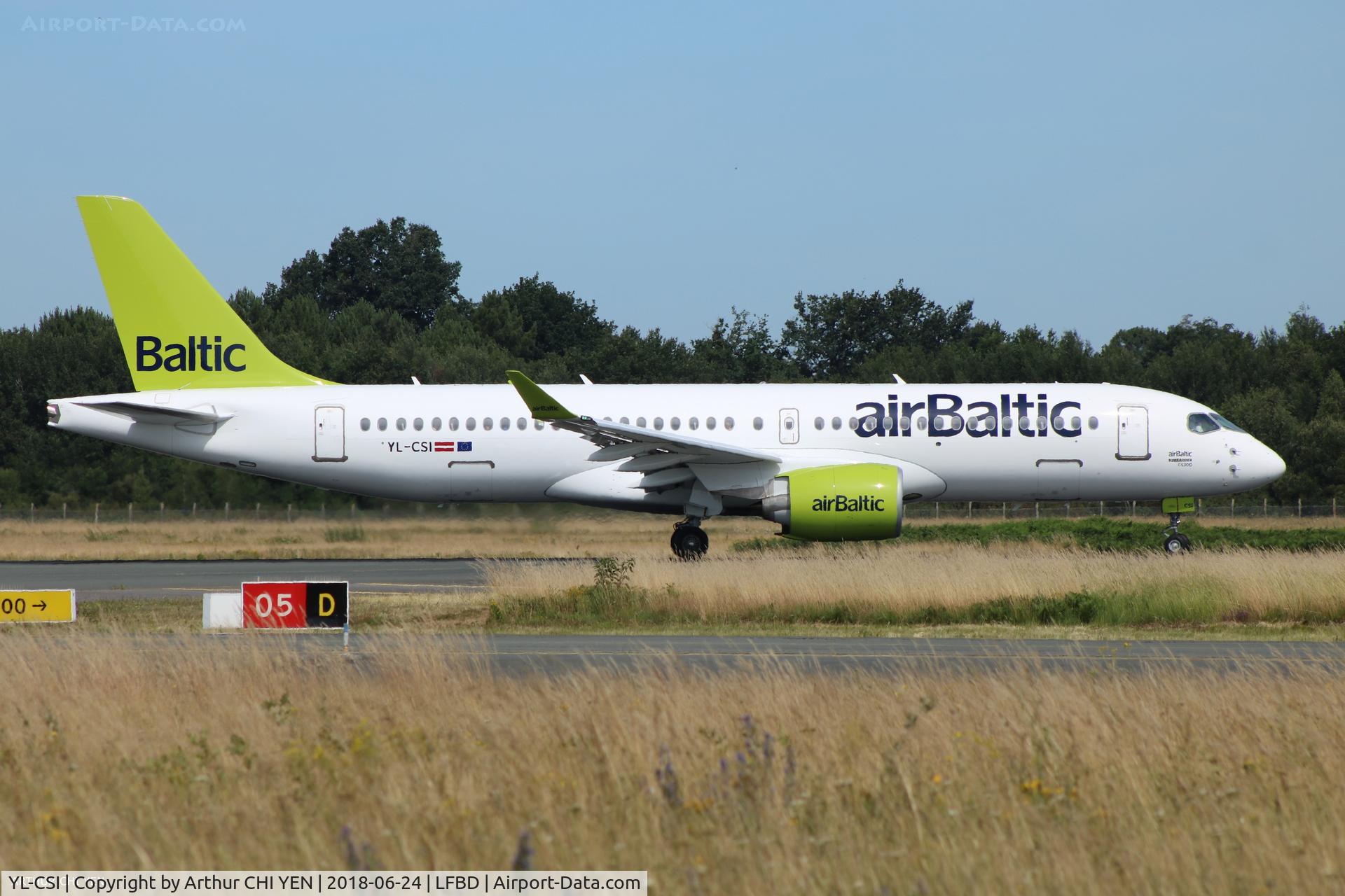 YL-CSI, 2018 Bombardier CSeries CS300 (BD-500-1A11) C/N 55034, Brand New CS300 at BOD. Flight to Riga.