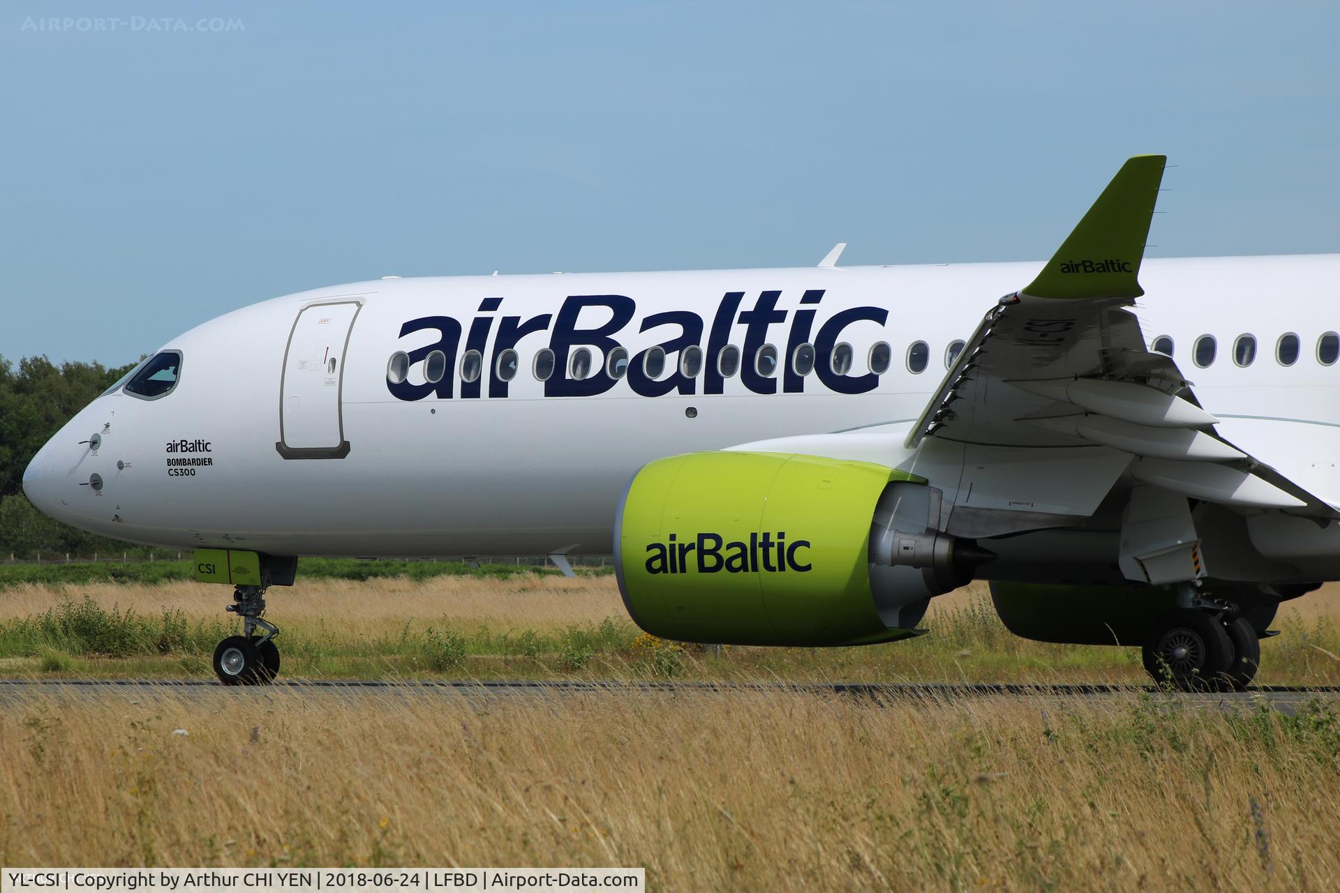 YL-CSI, 2018 Bombardier CSeries CS300 (BD-500-1A11) C/N 55034, Brand New CS300 at BOD. Flight to Riga.
