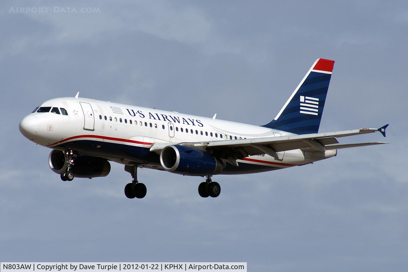 N803AW, 1998 Airbus A319-132 C/N 0931, ID'd by number on the nose landing gear door.