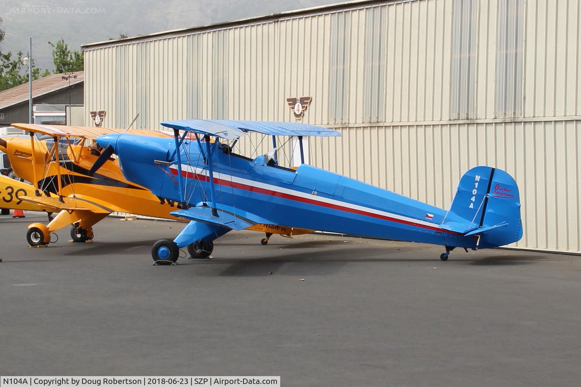 N104A, 1947 Aero C.104S Jungmann C/N 212, 1947 Bucker BU1.131 JUNGMANN, Lycoming O&VO-360 180 Hp upgrade conversion, the very first by A&P Joe Krybus done at SZP