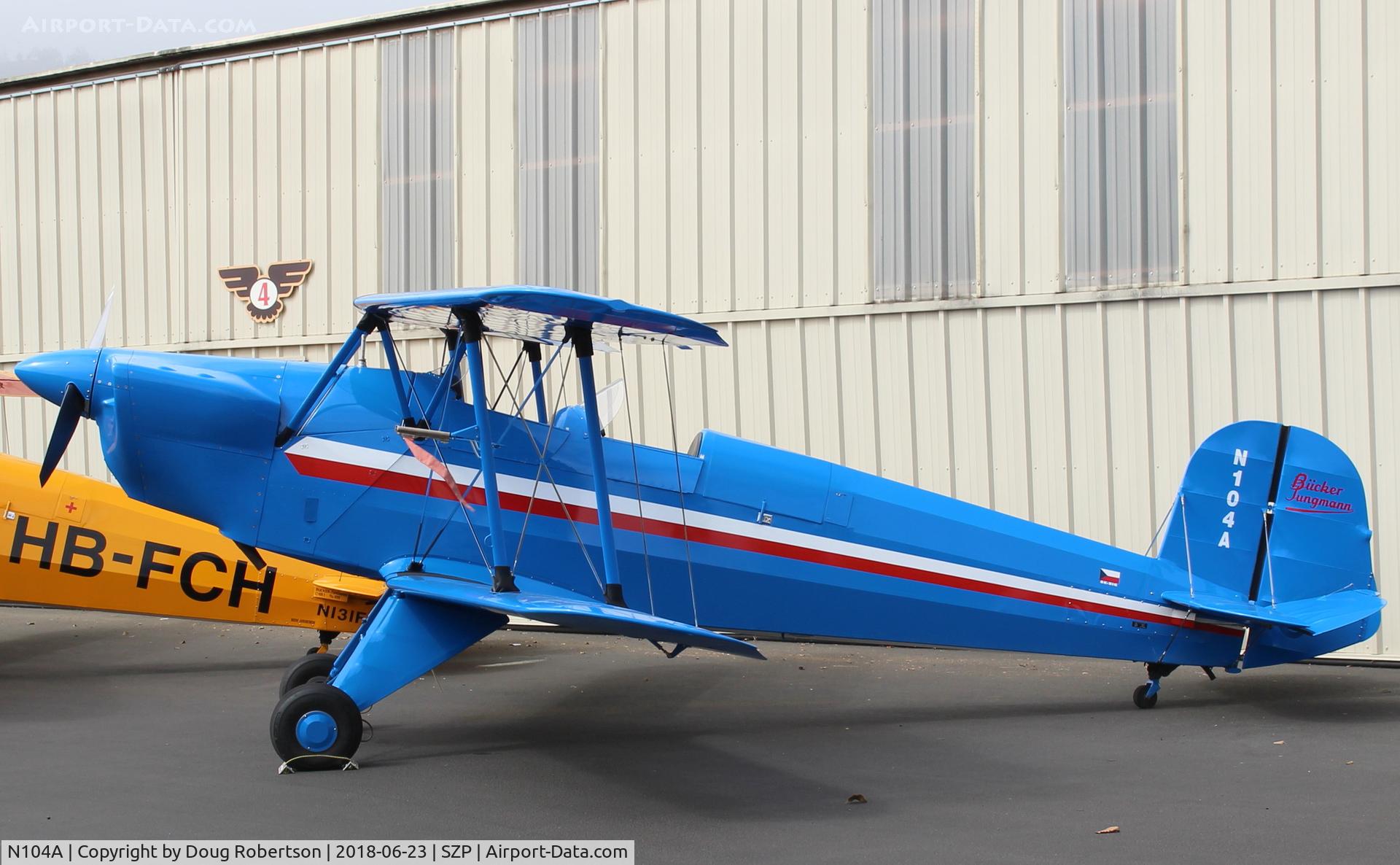 N104A, 1947 Aero C.104S Jungmann C/N 212, 1947 Bucker BU1.131 JUNGMANN, Lycoming O&VO 360 180 Hp upgrade conversion-the very first done by Joe Krybus A&P at SZP.
