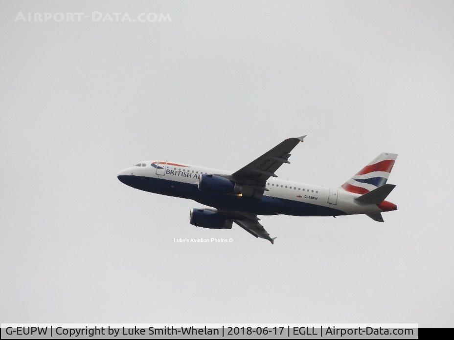 G-EUPW, 2001 Airbus A319-131 C/N 1440, Departing London Heathrow.