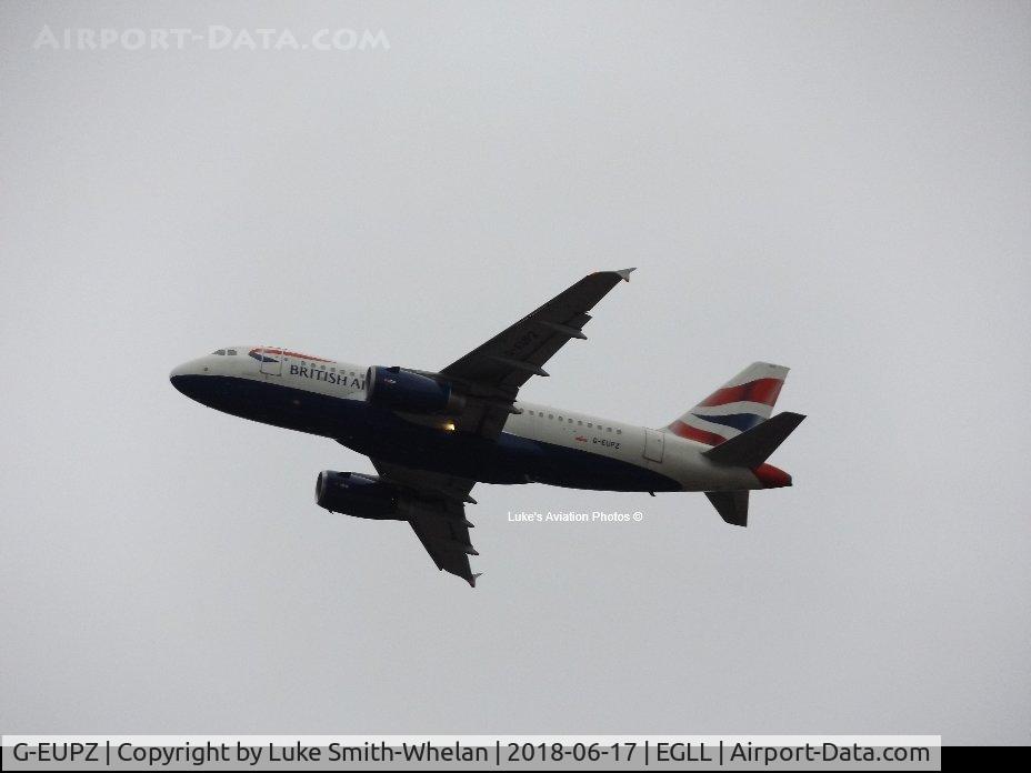 G-EUPZ, 2001 Airbus A319-131 C/N 1510, Departing London Heathrow.