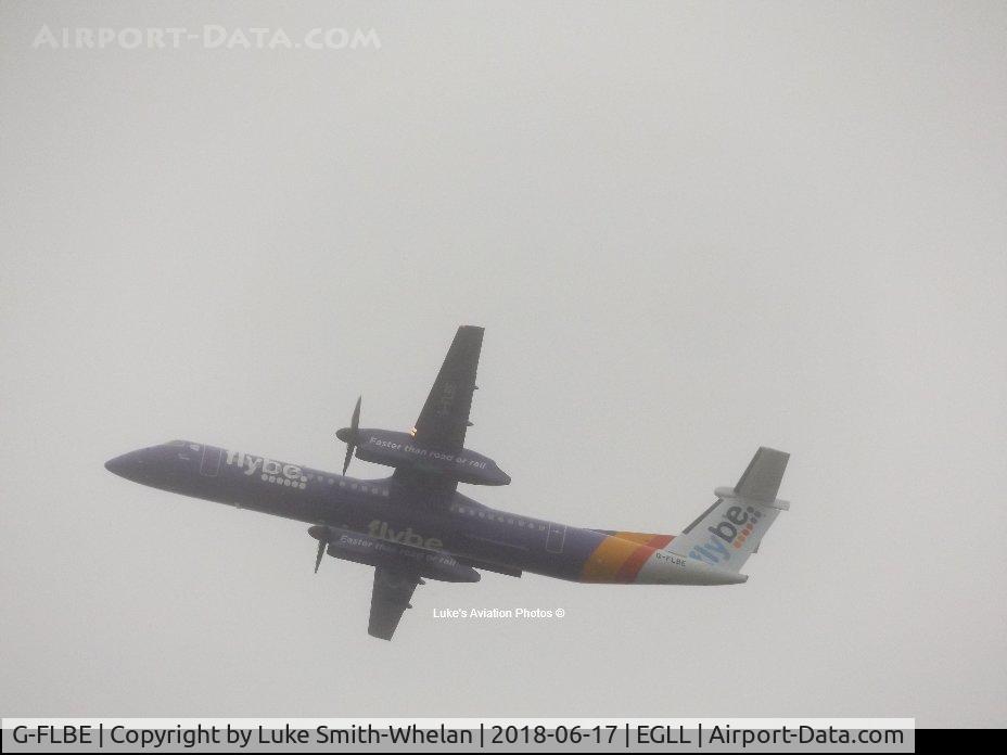 G-FLBE, 2009 De Havilland Canada DHC-8-402Q Dash 8 C/N 4261, Departing London Heathrow into the cloud.