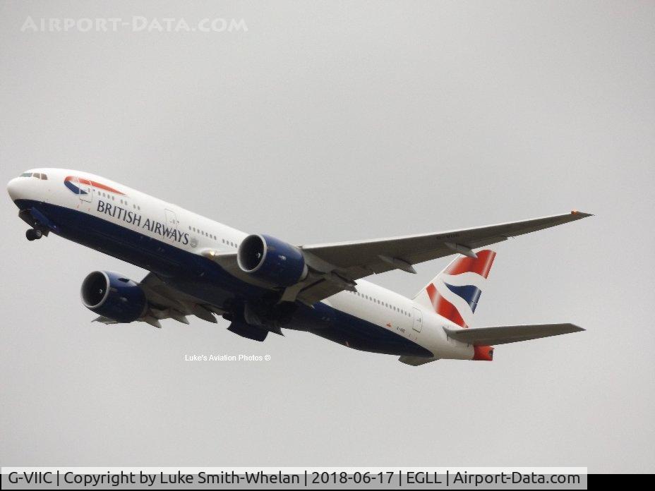 G-VIIC, 1997 Boeing 777-236 C/N 27485, Departing London Heathrow.