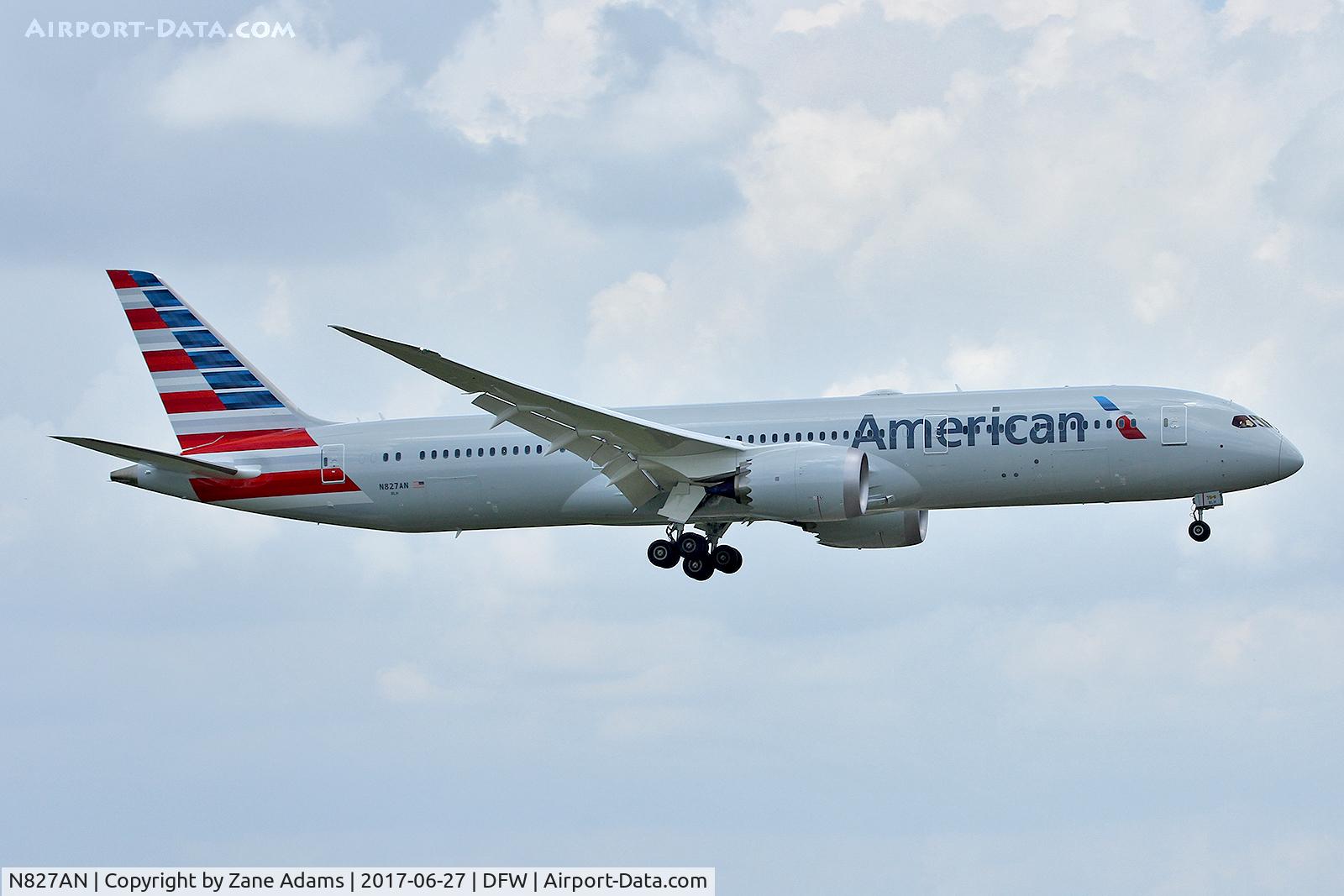 N827AN, 2017 Boeing 787-9 Dreamliner Dreamliner C/N 40647, Arriving at DFW Airport