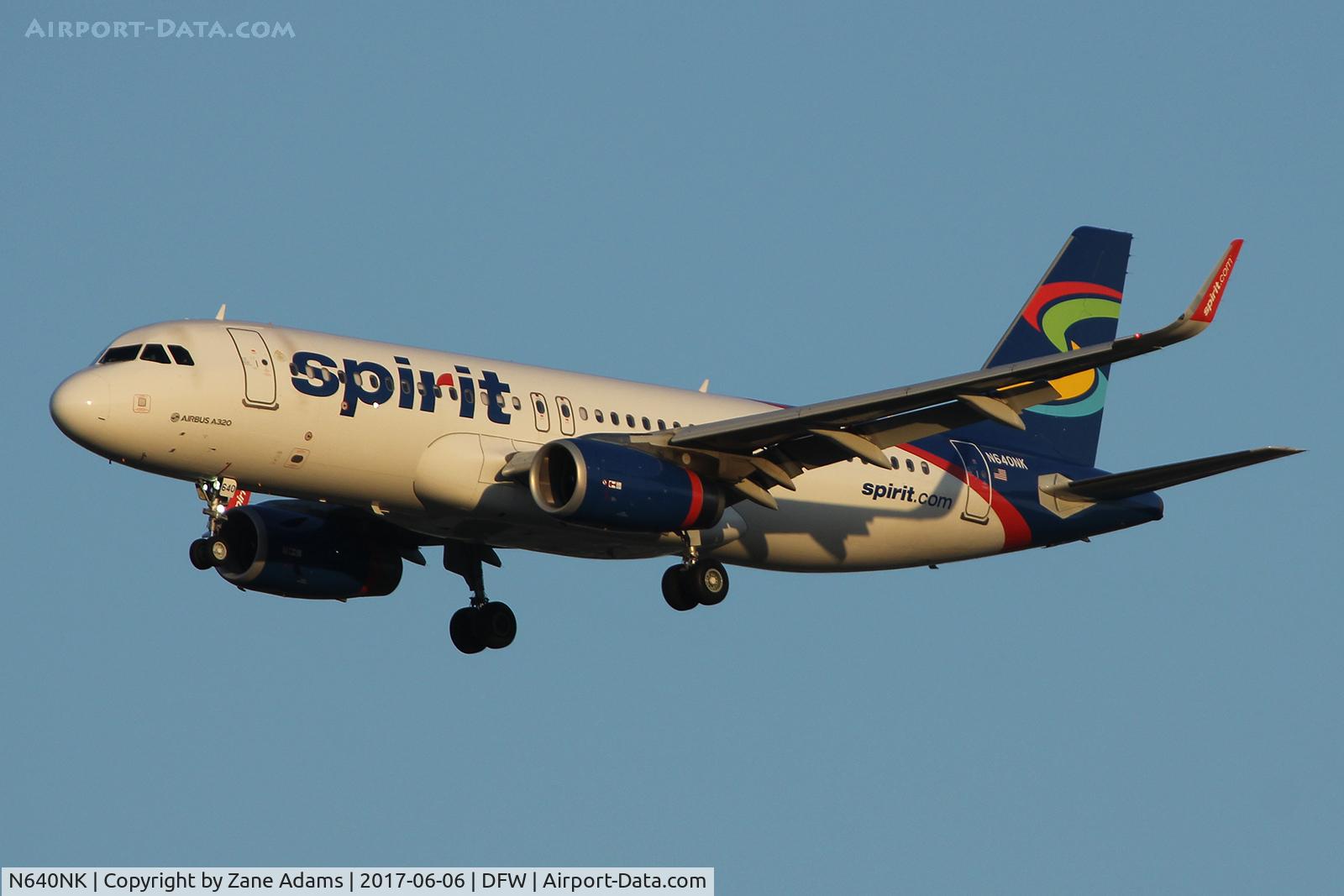 N640NK, 2015 Airbus A320-232 C/N 6507, Arriving at DFW Airport
