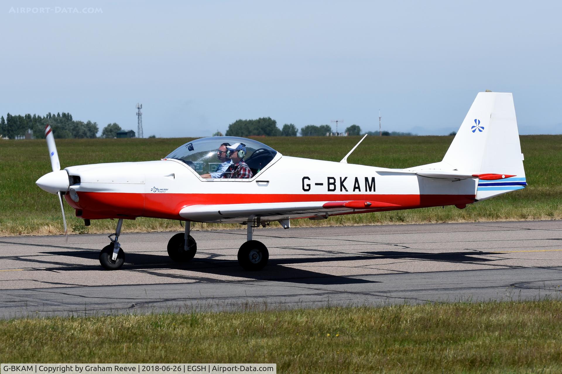 G-BKAM, 1982 Slingsby T-67M Firefly Mk2 C/N 1999, Just landed at Norwich.