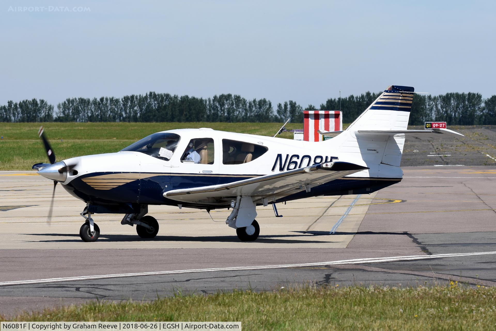 N6081F, 2001 Rockwell Commander 114-B C/N 14681, Just landed at Norwich.