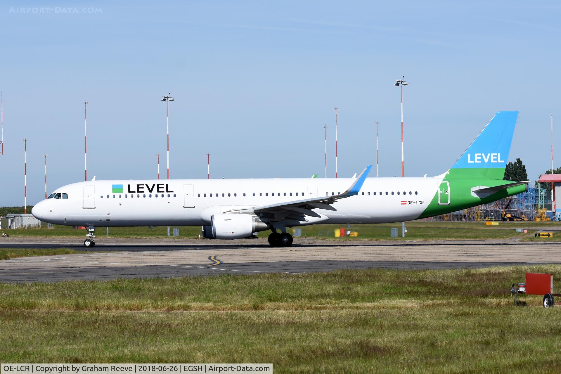 OE-LCR, 2015 Airbus A321-211 C/N 6719, Departing from Norwich.