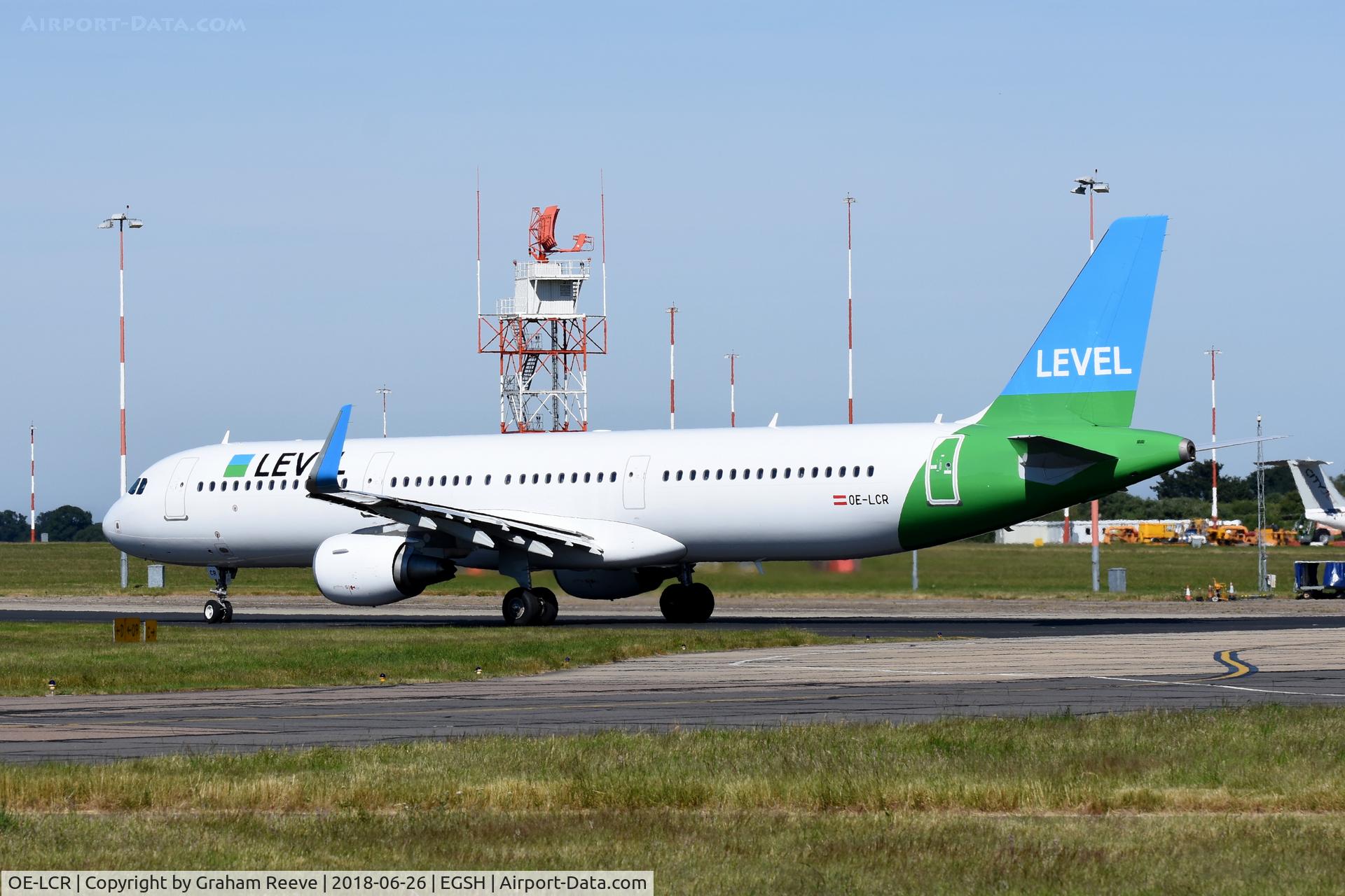 OE-LCR, 2015 Airbus A321-211 C/N 6719, Departing from Norwich.