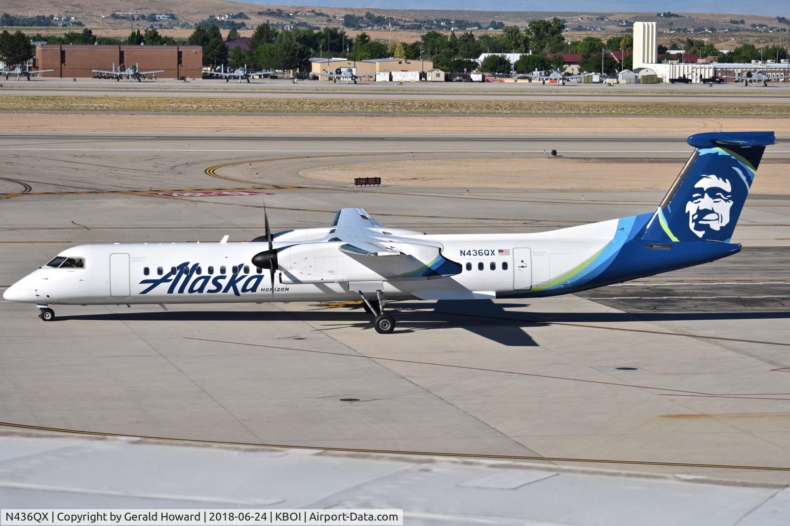N436QX, 2008 De Havilland Canada DHC-8-402 Dash 8 C/N 4236, About to depart the ramp for RWY 10L.