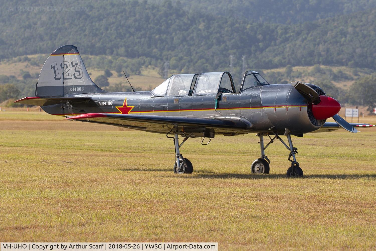 VH-UHO, 1984 Yakovlev (Aerostar) Yak-52 C/N 844803, Watts Bridge 2018