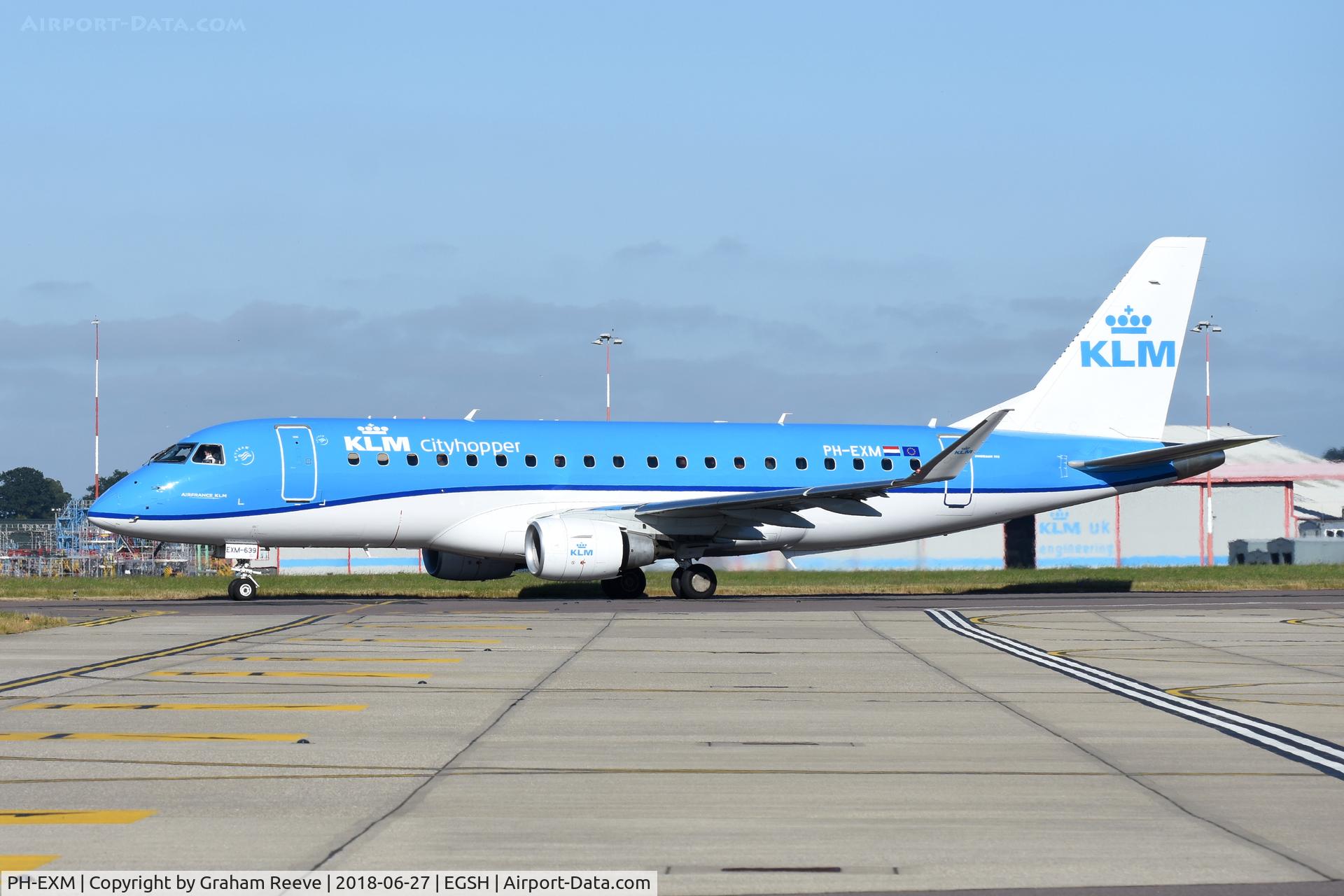 PH-EXM, 2017 Embraer 175STD (ERJ-170-200) C/N 17000639, Departing from Norwich.