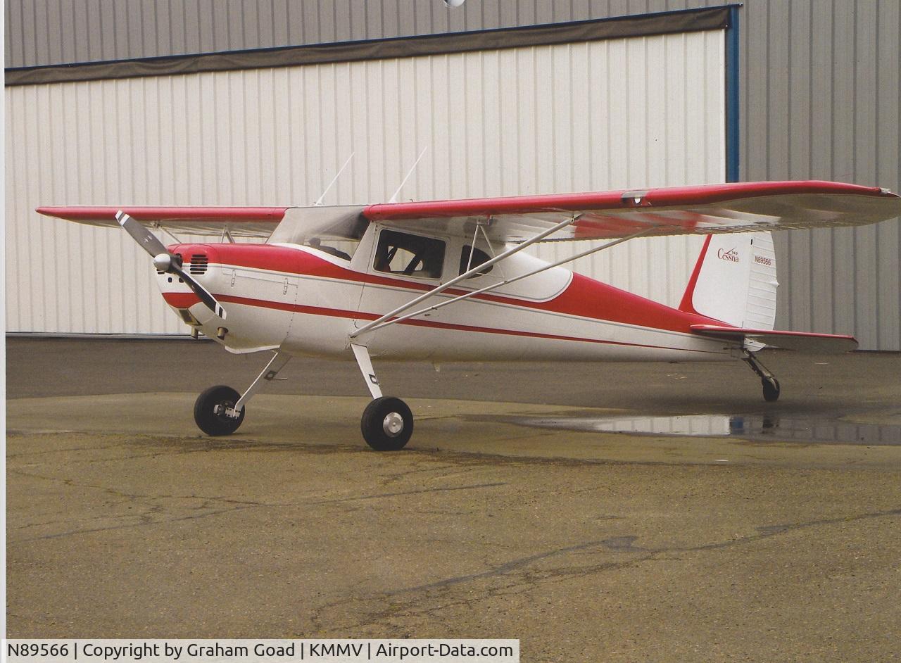 N89566, 1946 Cessna 140 C/N 8609, Sitting in front of the maintenance hangar.