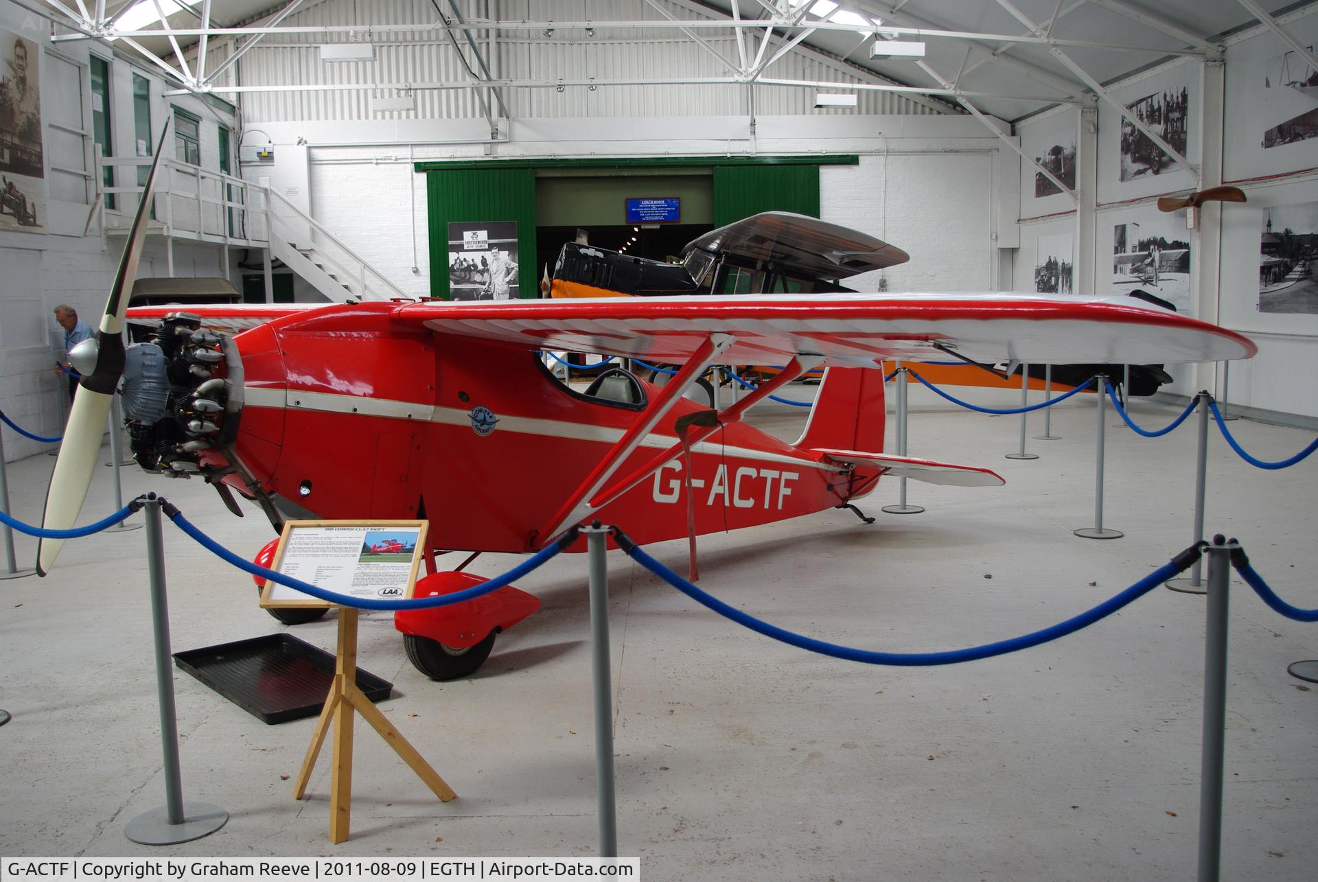 G-ACTF, 1932 Comper CLA-7 Swift C/N S32/9, On display at Old Warden.