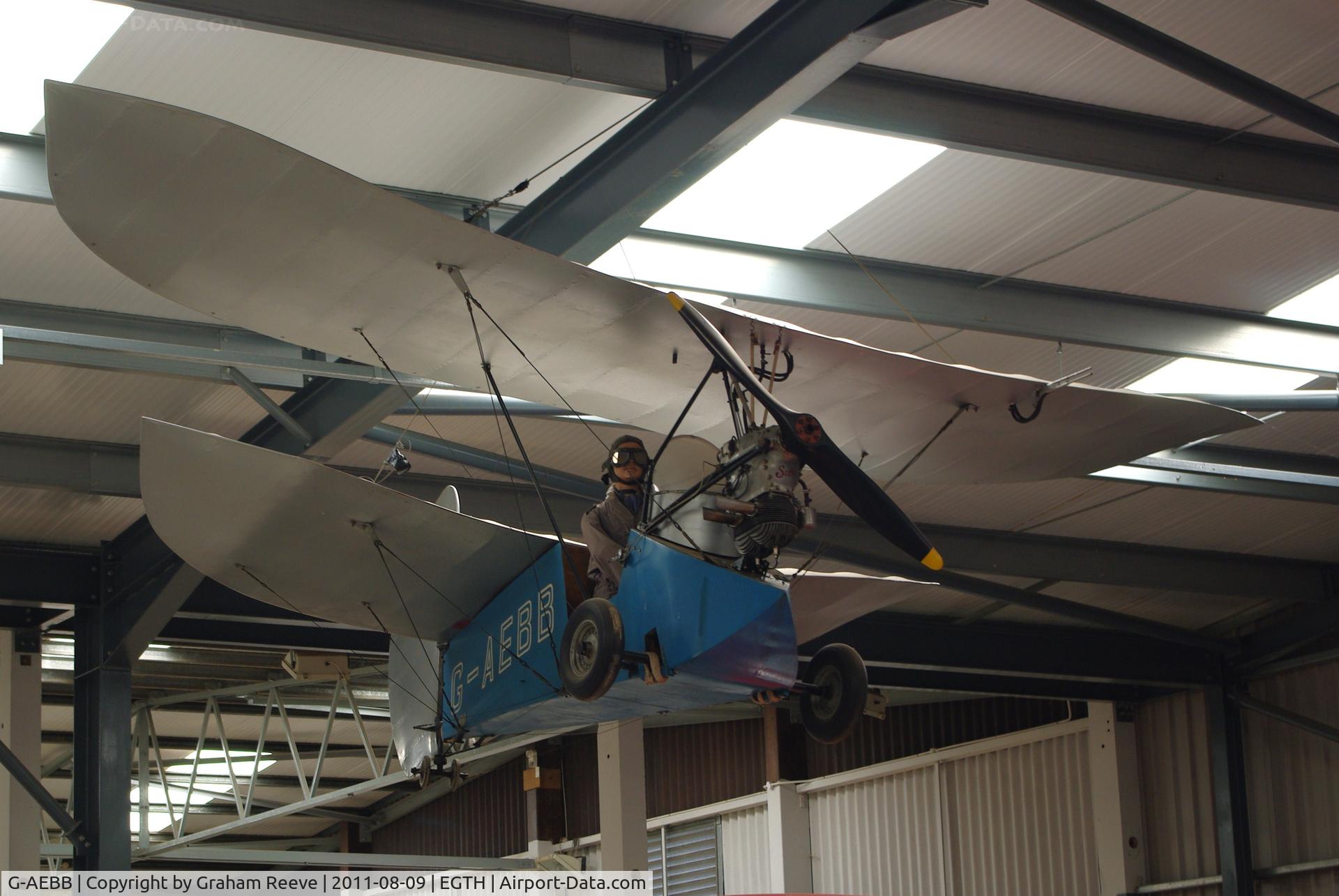 G-AEBB, Mignet HM.14 Pou-du-Ciel C/N KWO.1, On display at Old Warden.