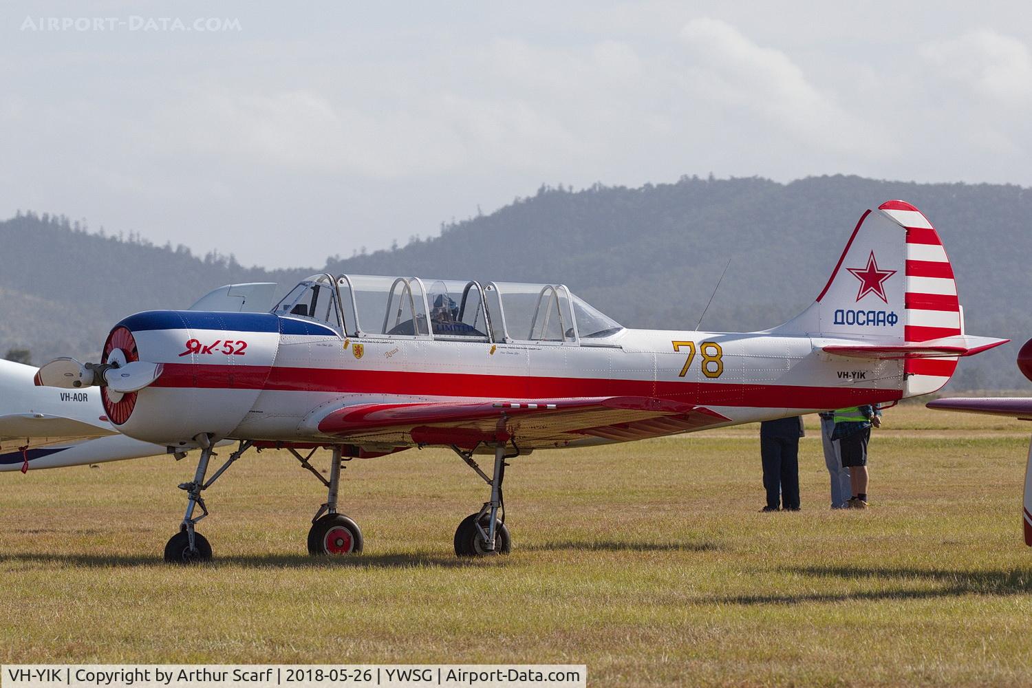 VH-YIK, 1987 Yakovlev Yak-52 C/N 877806, Red Thunder - Watts Bridge 2018