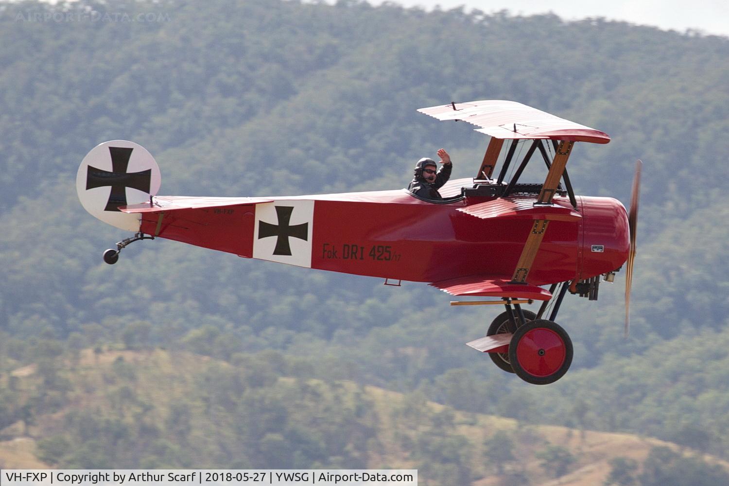 VH-FXP, 1970 Fokker Dr.1 Triplane Replica C/N NA-1, Red Thunder - Watts Bridge 2018
