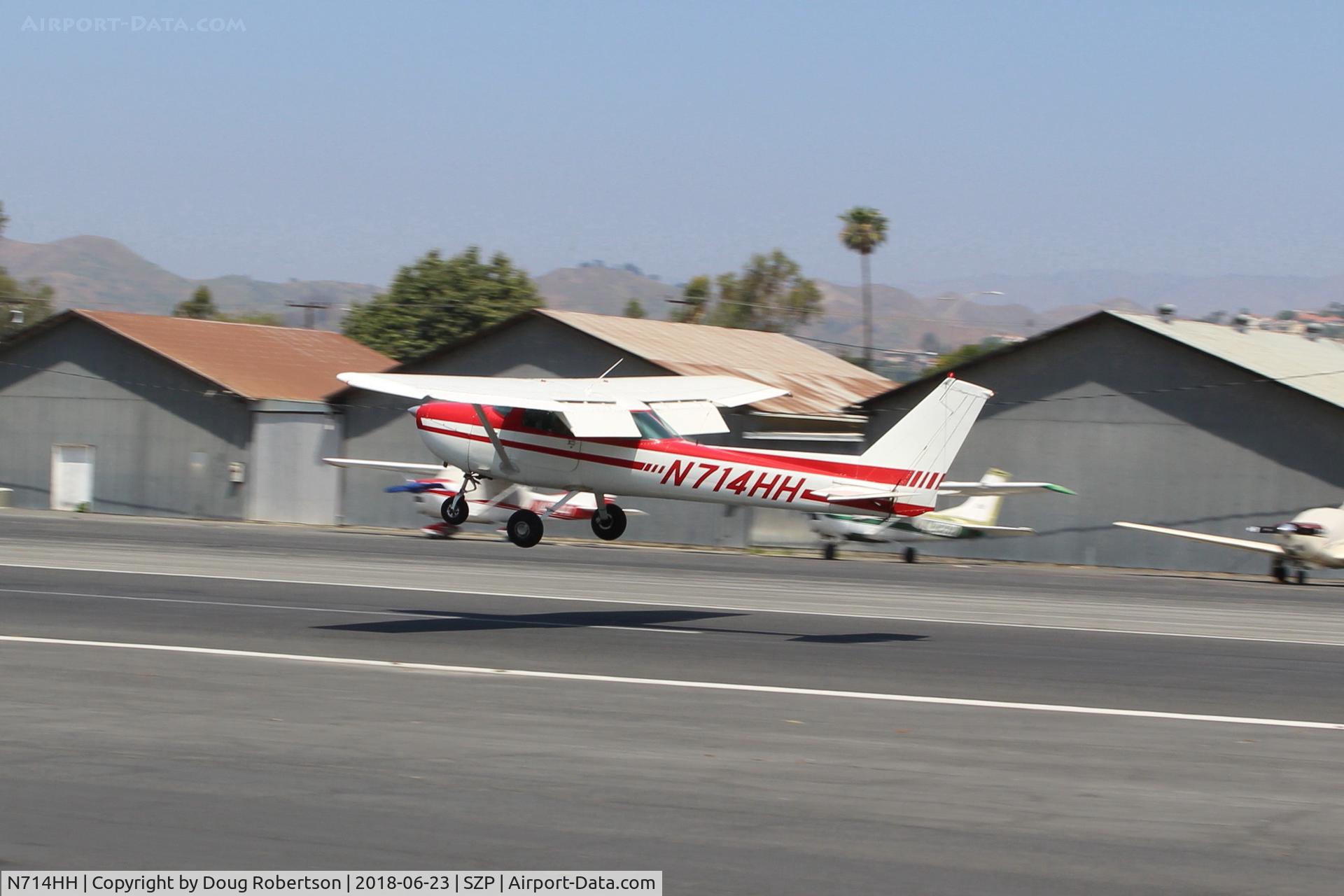 N714HH, 1977 Cessna 150M C/N 15079185, 1977 Cessna 150, Continental O-200 100 Hp, another landing Rwy 22