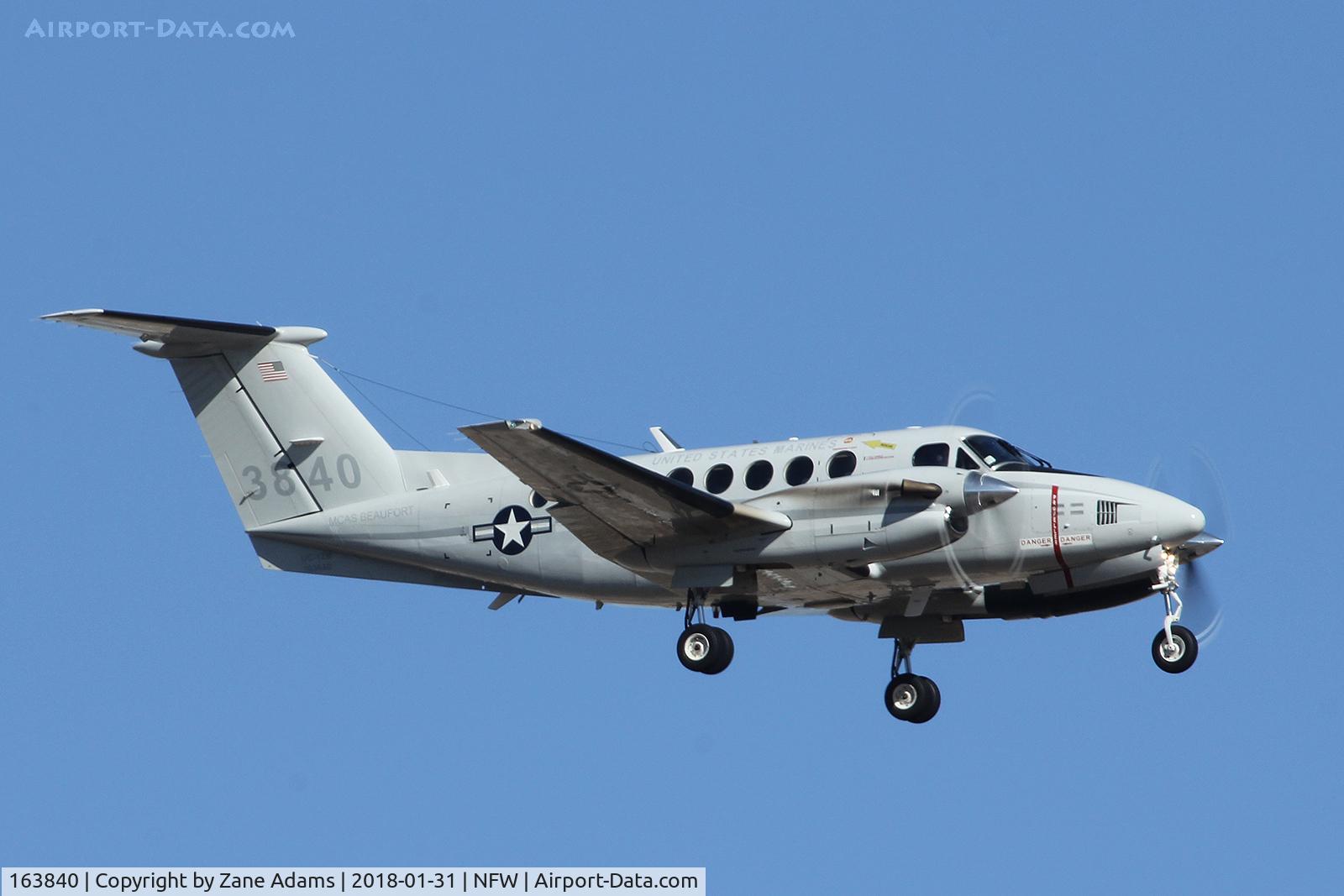 163840, 1987 Beech UC-12M Huron C/N BV-5, Arriving at NAS Fort Worth