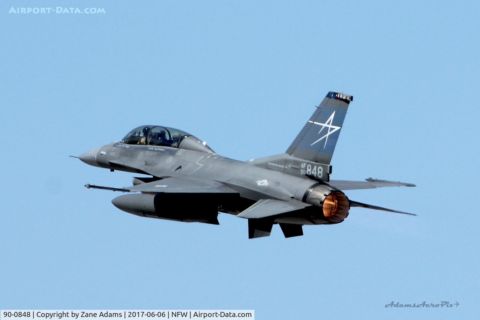 90-0848, 1990 General Dynamics F-16D Fighting Falcon C/N CD-15, Departing NAS Fort Worth