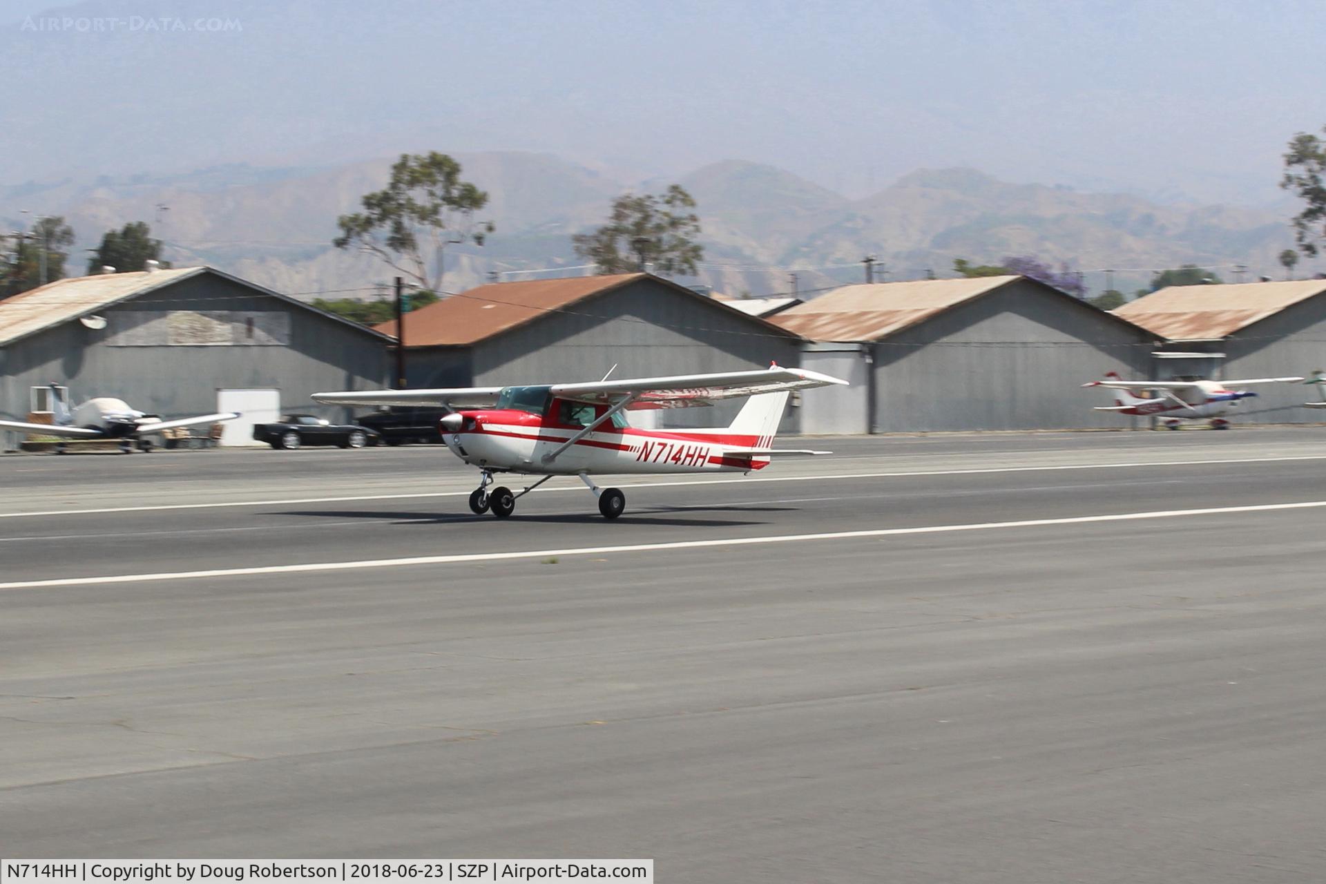 N714HH, 1977 Cessna 150M C/N 15079185, 1977 Cessna 150M, Continental O-200 100 Hp, landing roll Rwy 22